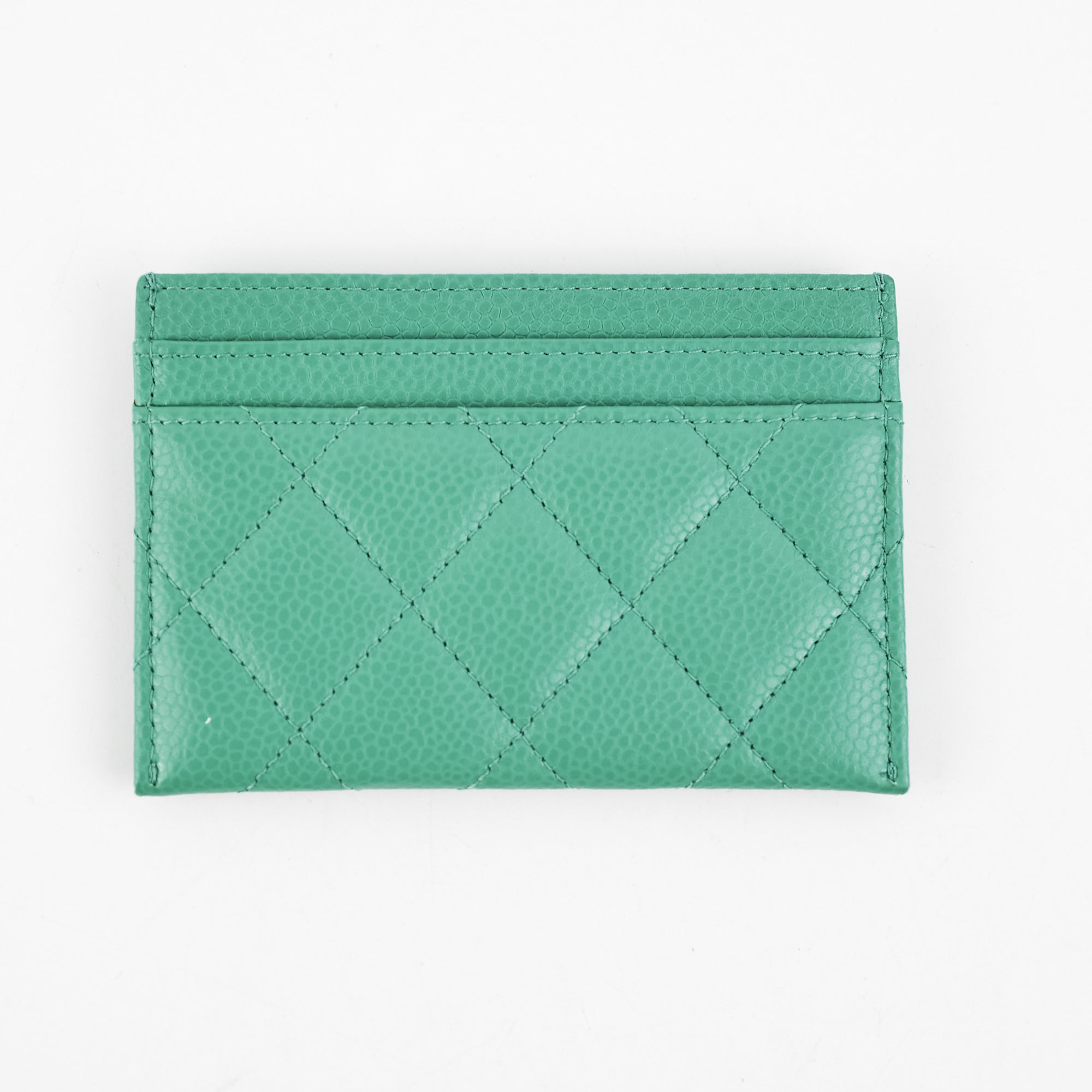 Chanel Caviar Card Holder Sea Green