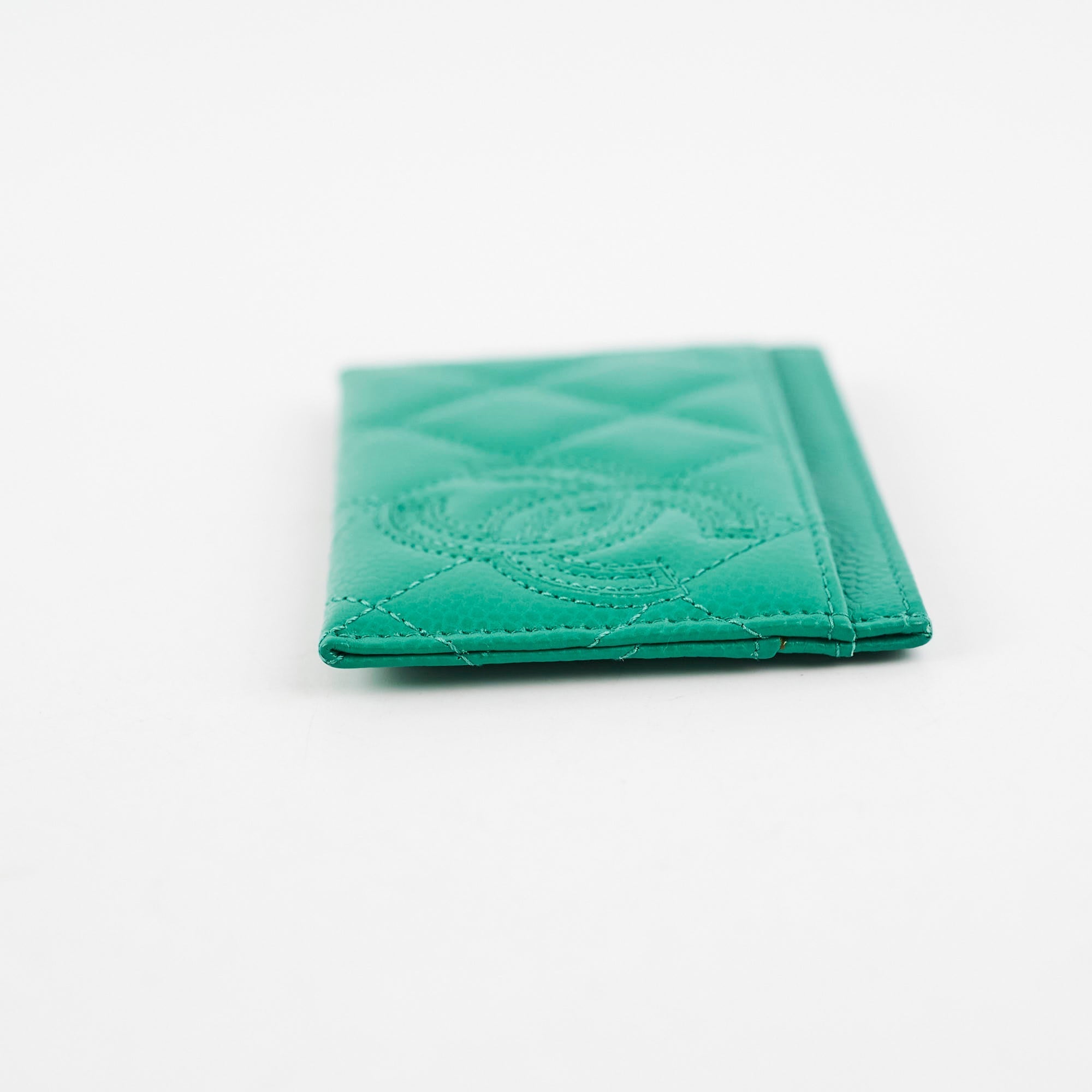 Chanel Caviar Card Holder Sea Green