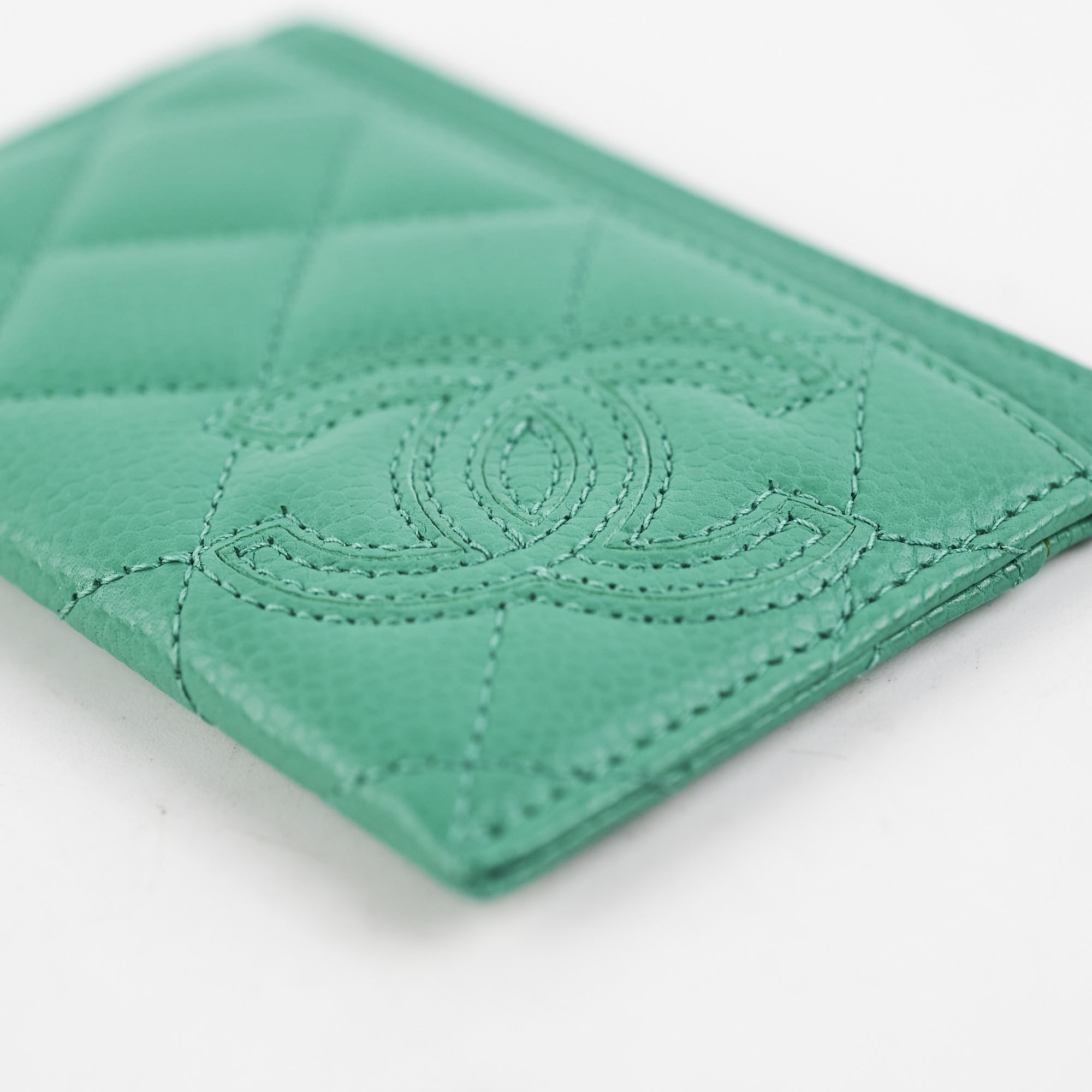 Chanel Caviar Card Holder Sea Green