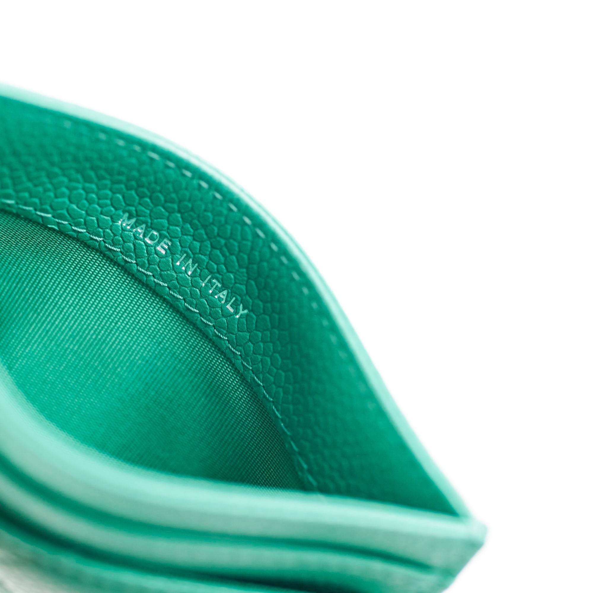 Chanel Caviar Card Holder Sea Green