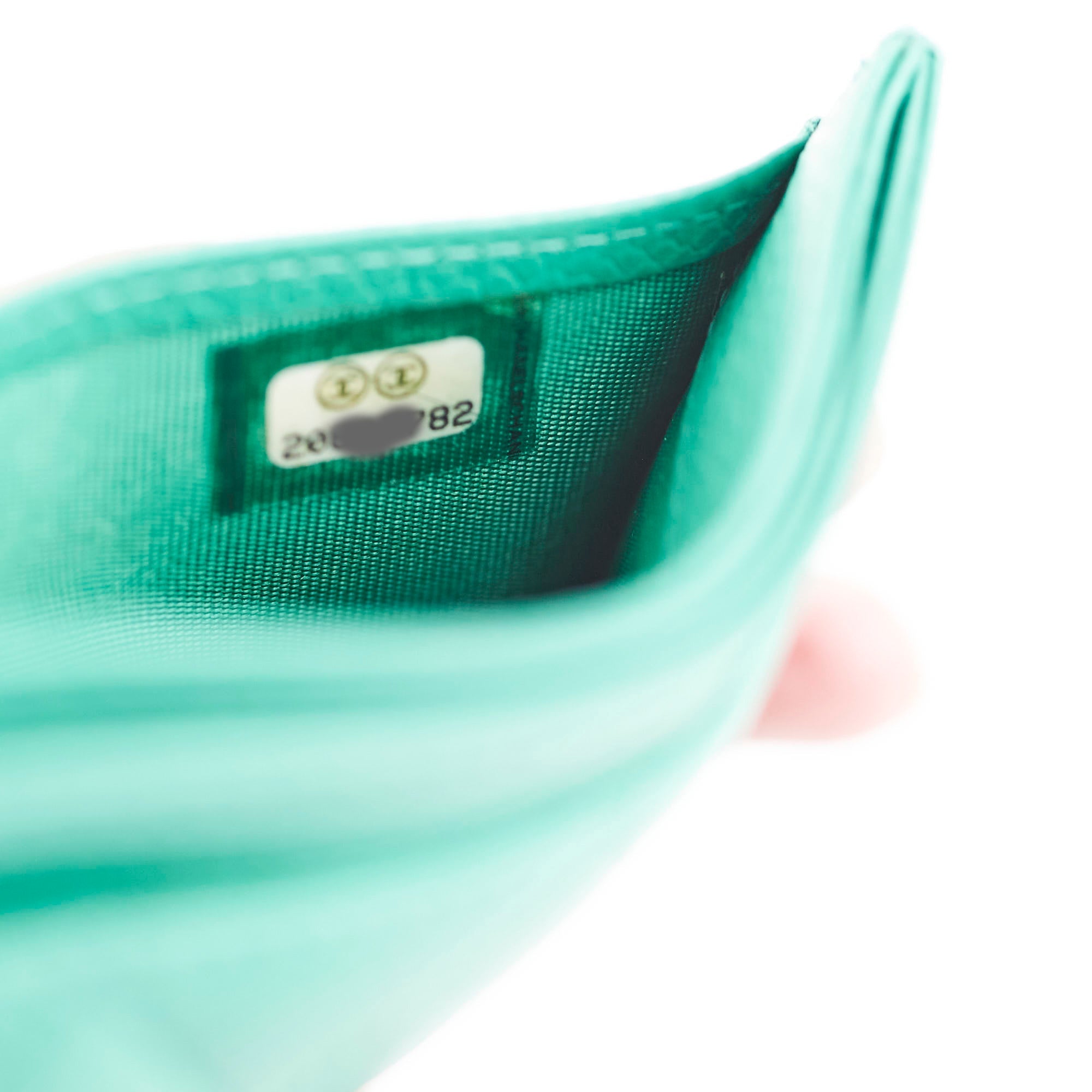 Chanel Caviar Card Holder Sea Green