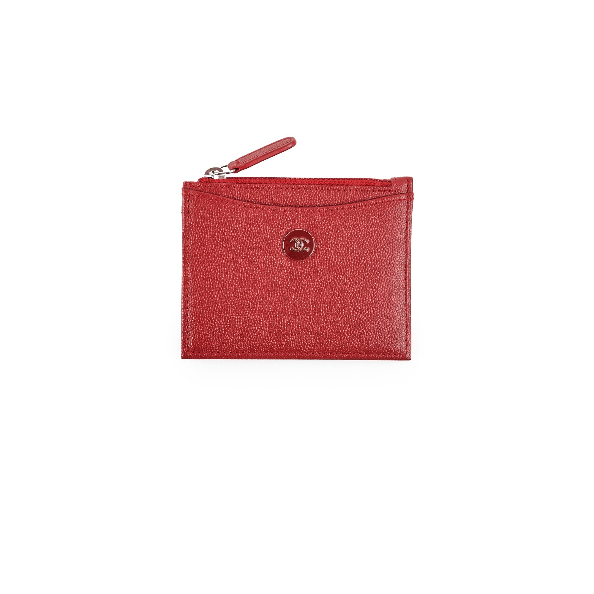 Chanel Caviar Zip Card Case Red