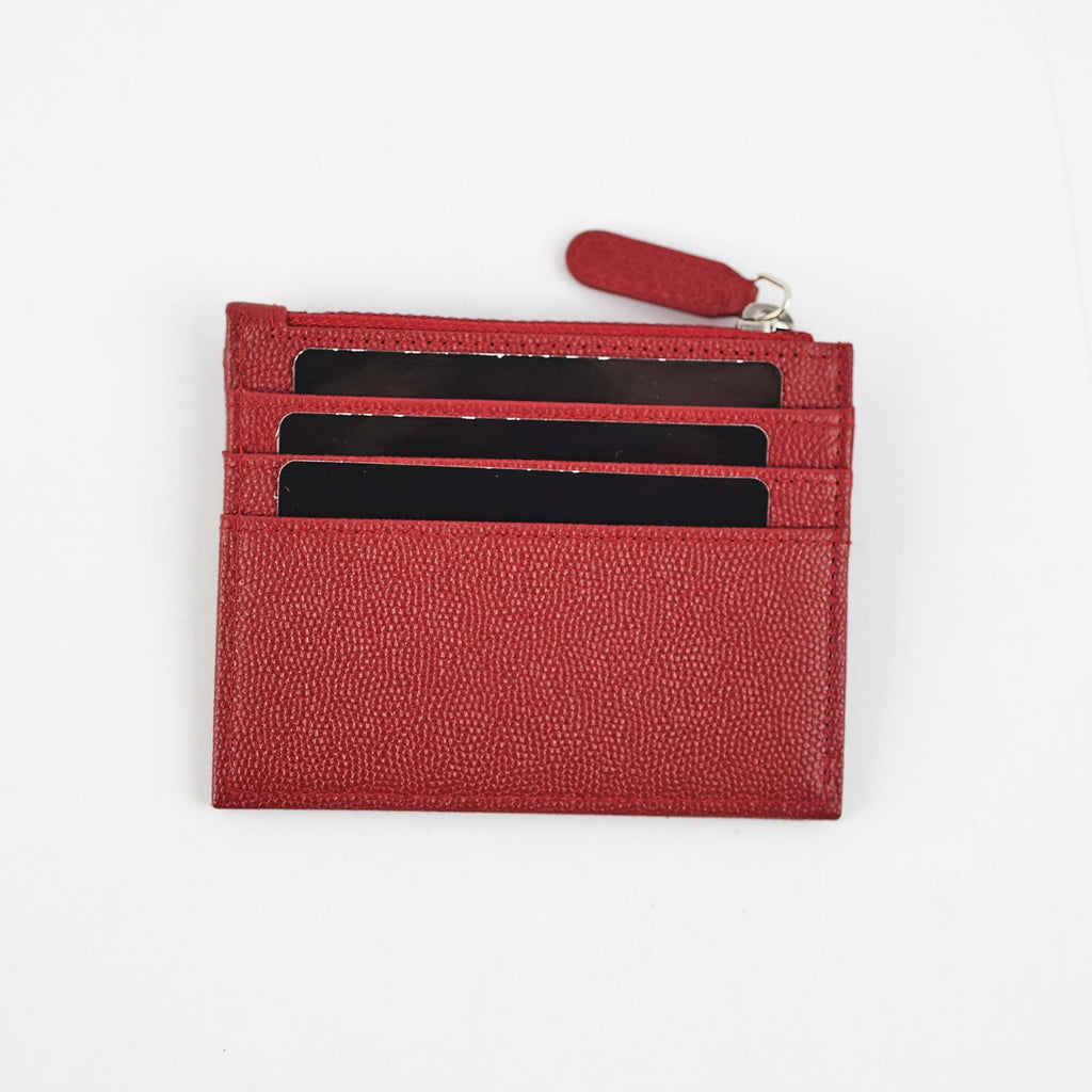 Chanel Caviar Zip Card Case Red