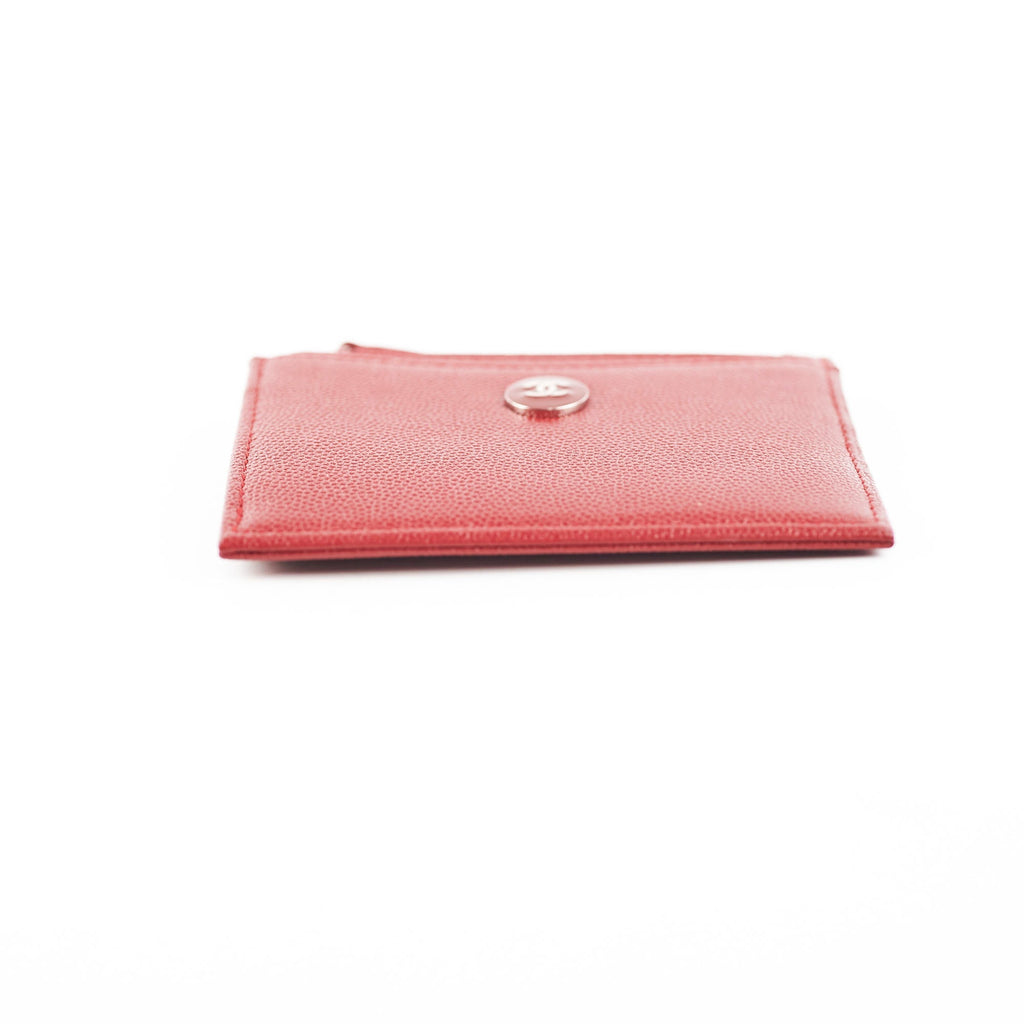 Chanel Caviar Zip Card Case Red