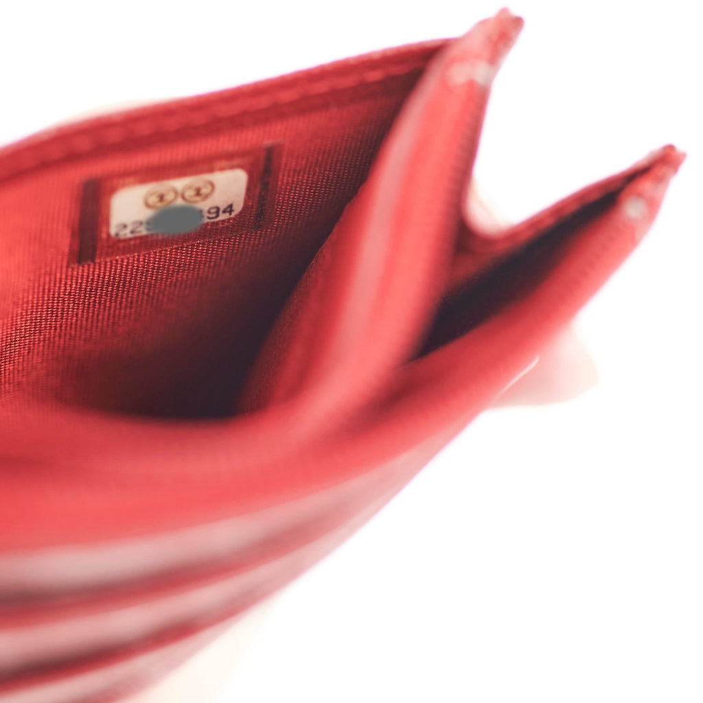 Chanel Caviar Zip Card Case Red
