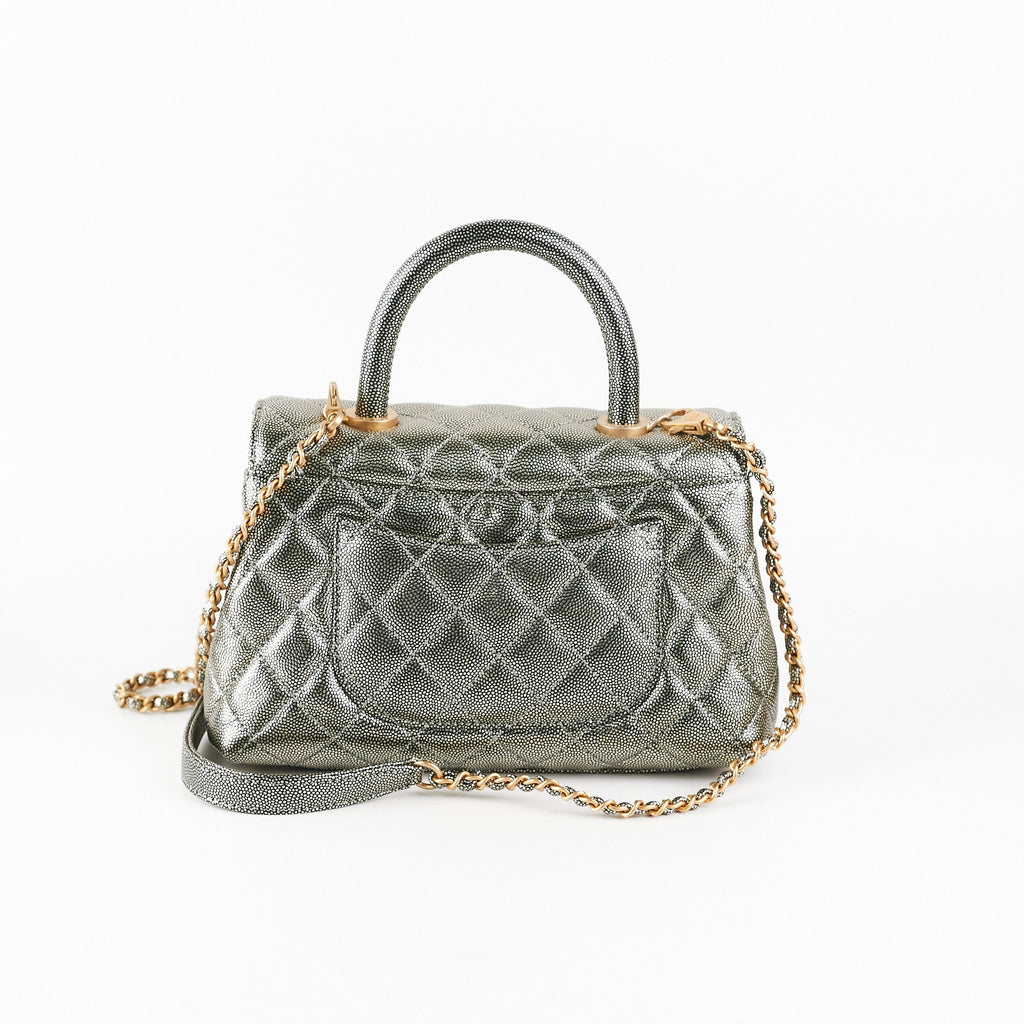 Chanel Small Coco Handle Metallic Silver