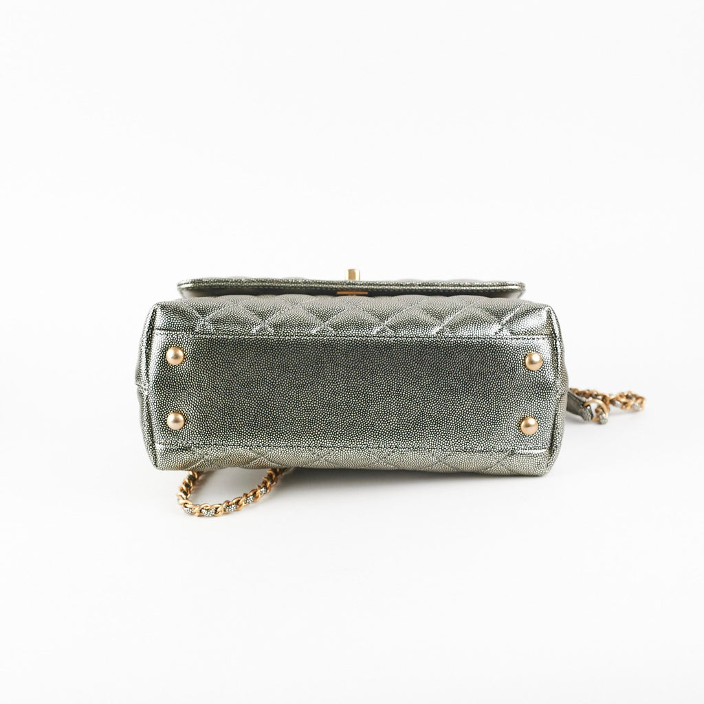 Chanel Small Coco Handle Metallic Silver