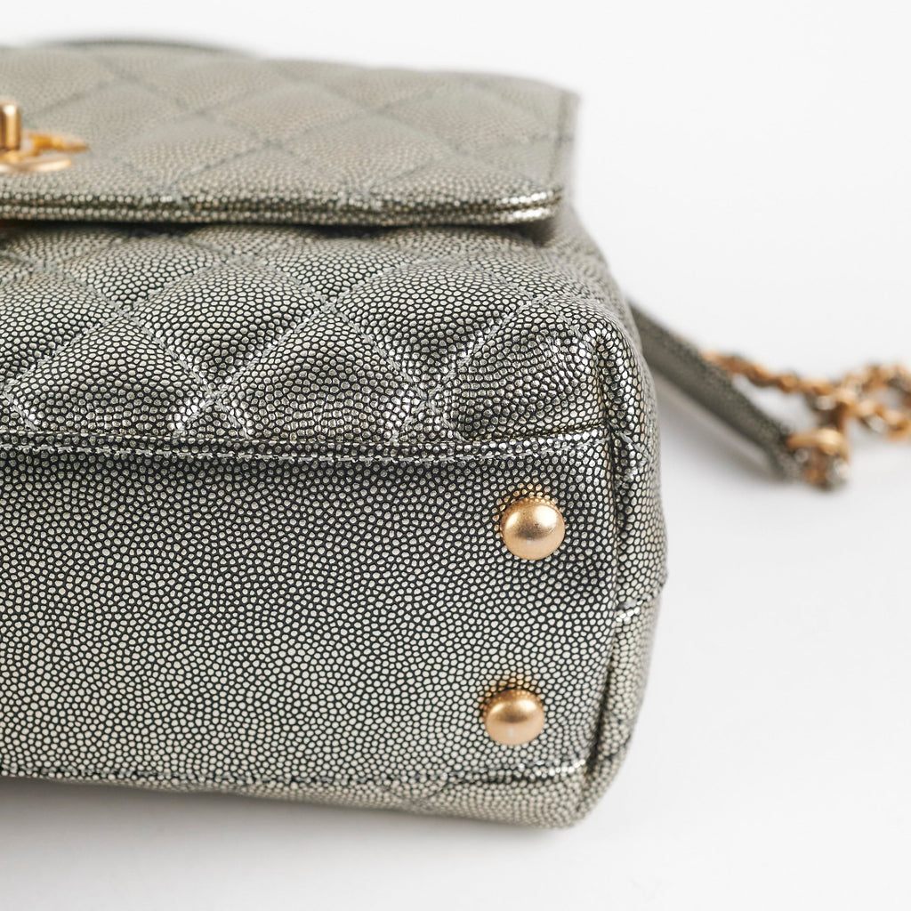 Chanel Small Coco Handle Metallic Silver
