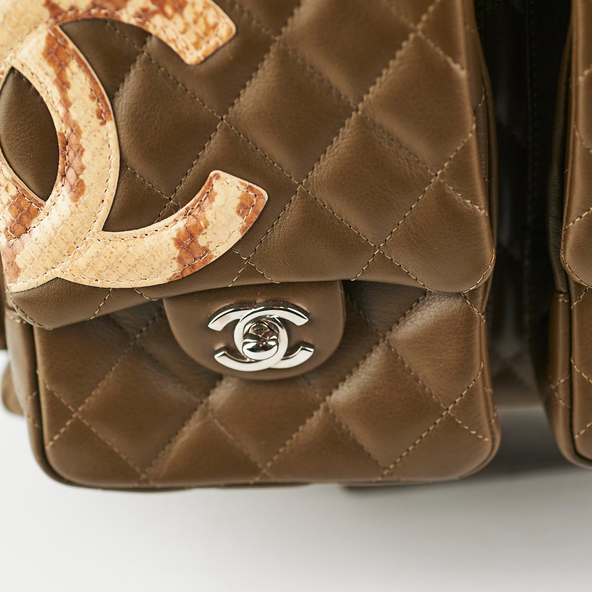 Chanel Cambon Lambskin Reporter Bag Khaki
