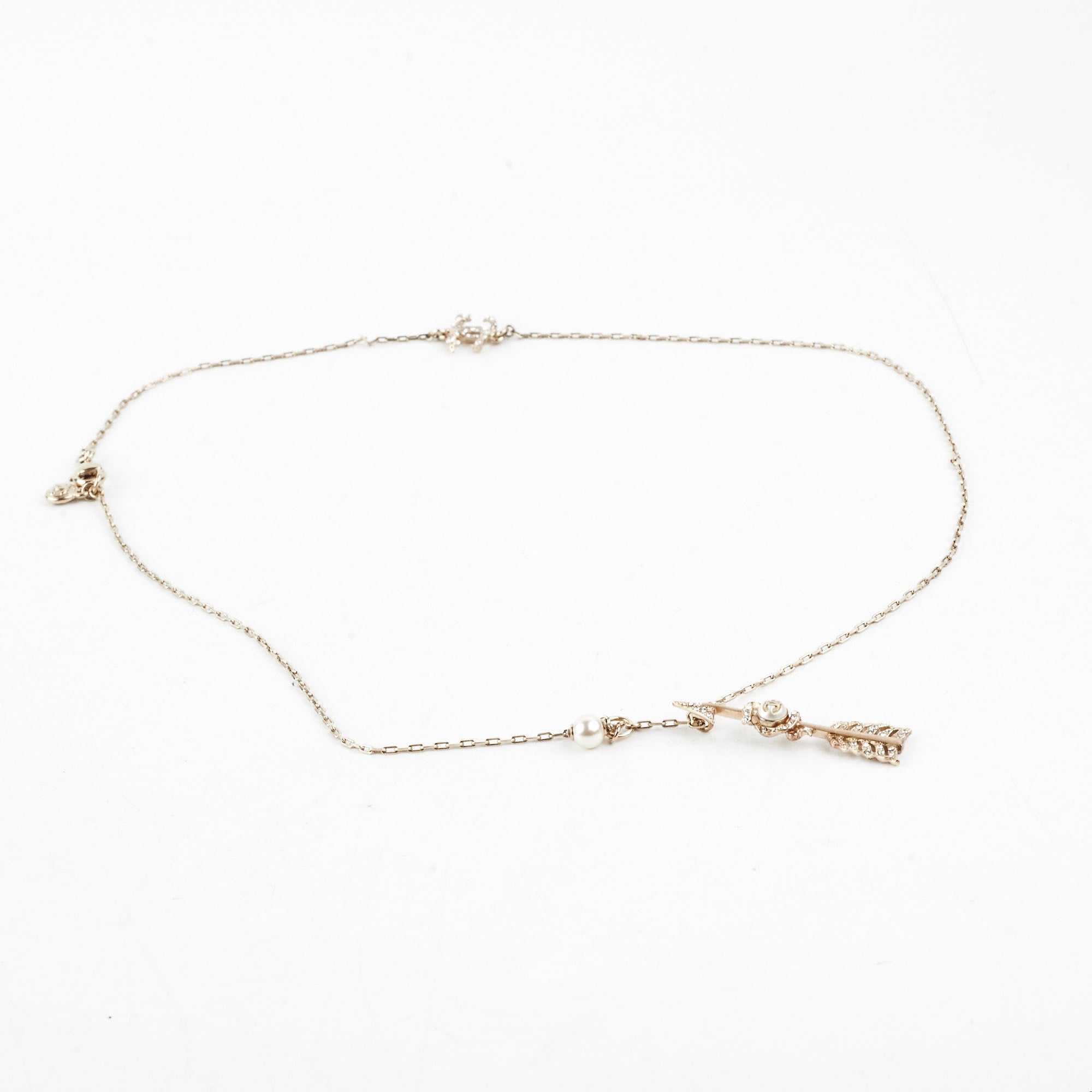 Chanel Crystal Pearl Arrow Necklace Costume Jewellery