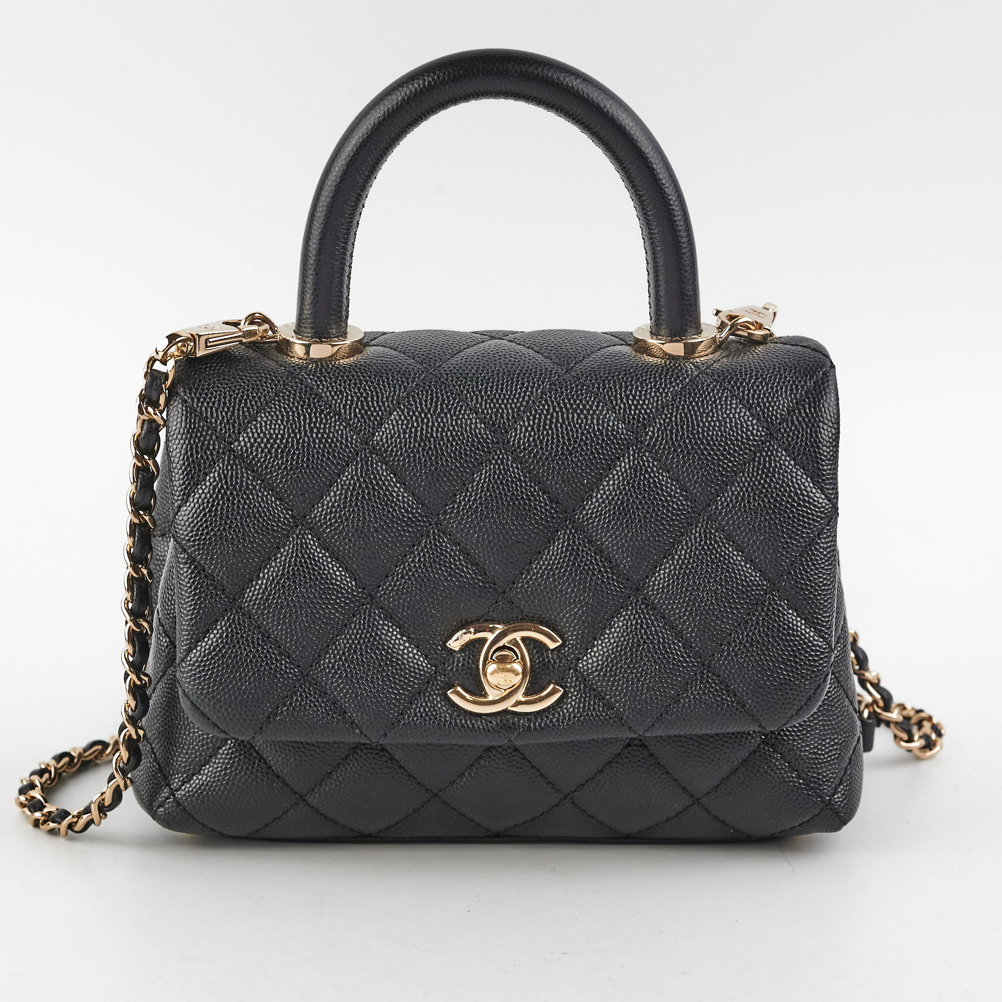 Chanel Coco Mini Handle Caviar Black - series 30
