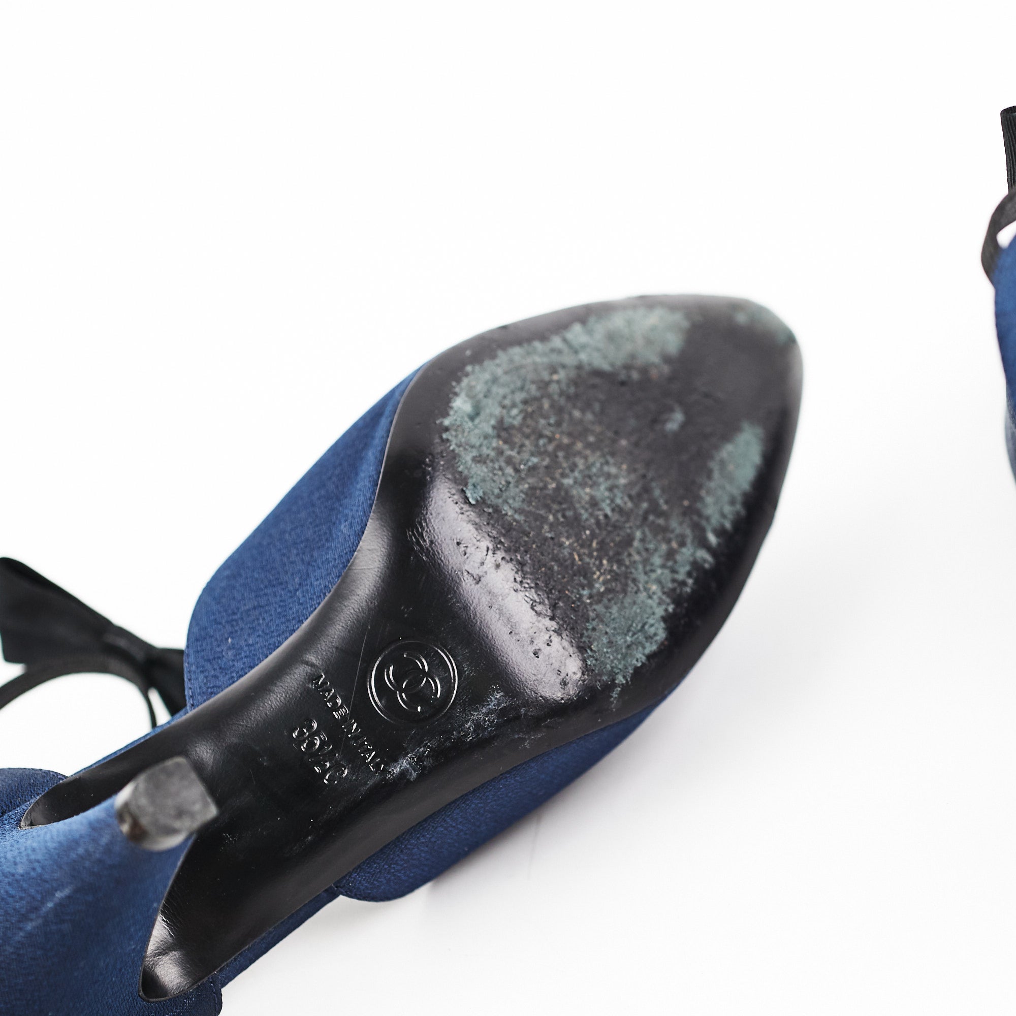 Chanel Bowtie Slingback Heels Navy