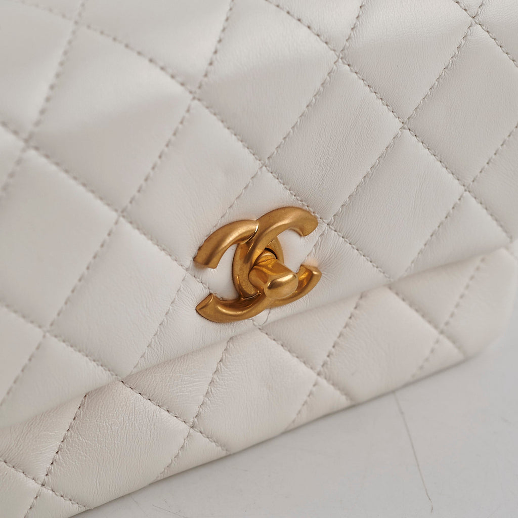 Chanel Seasonal Calfskin Shoulder Bag White