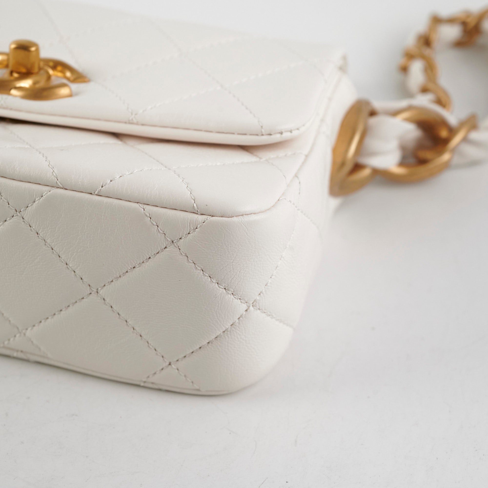 Chanel Seasonal Calfskin Shoulder Bag White