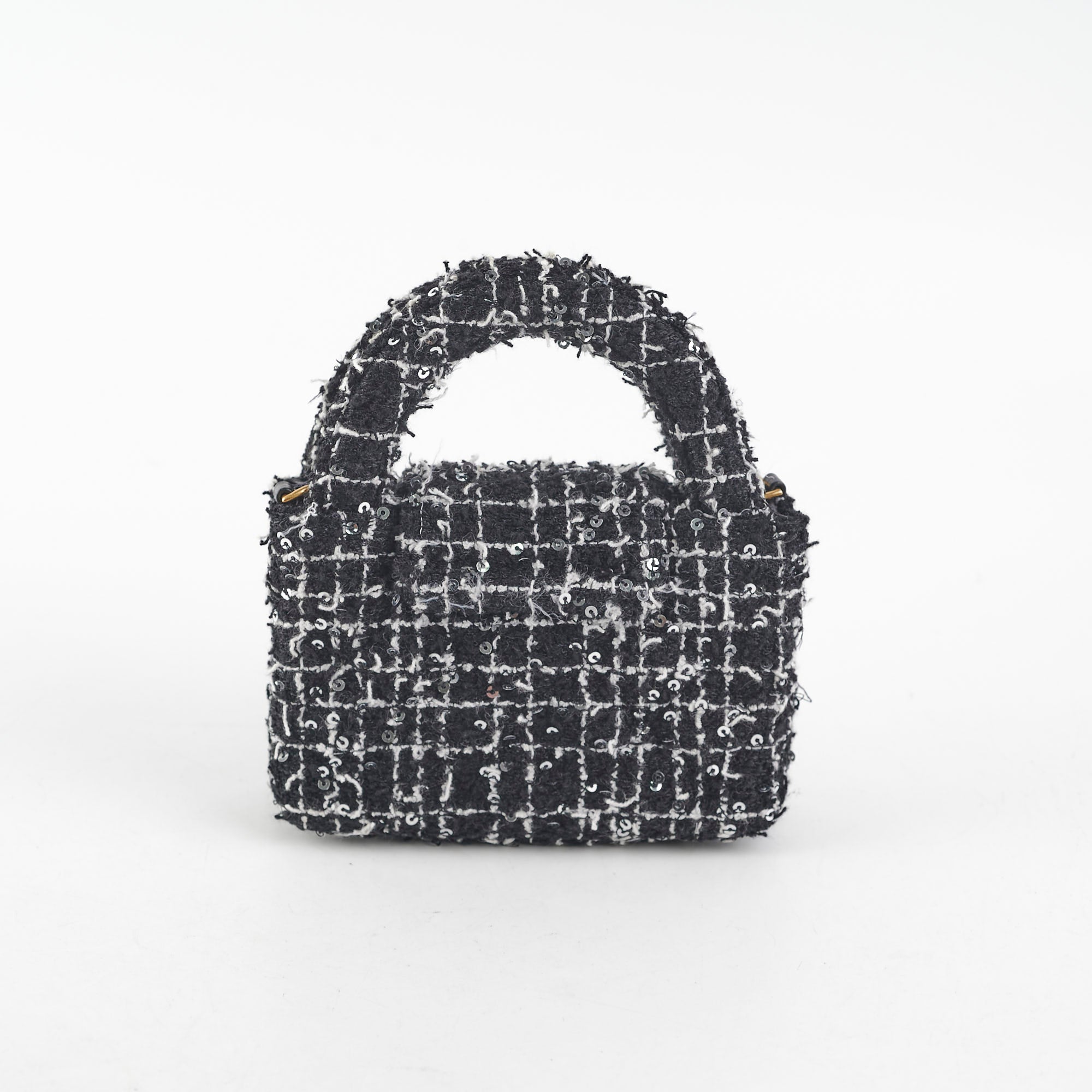 Chanel Nano Kelly Microchip Tweed Black/White