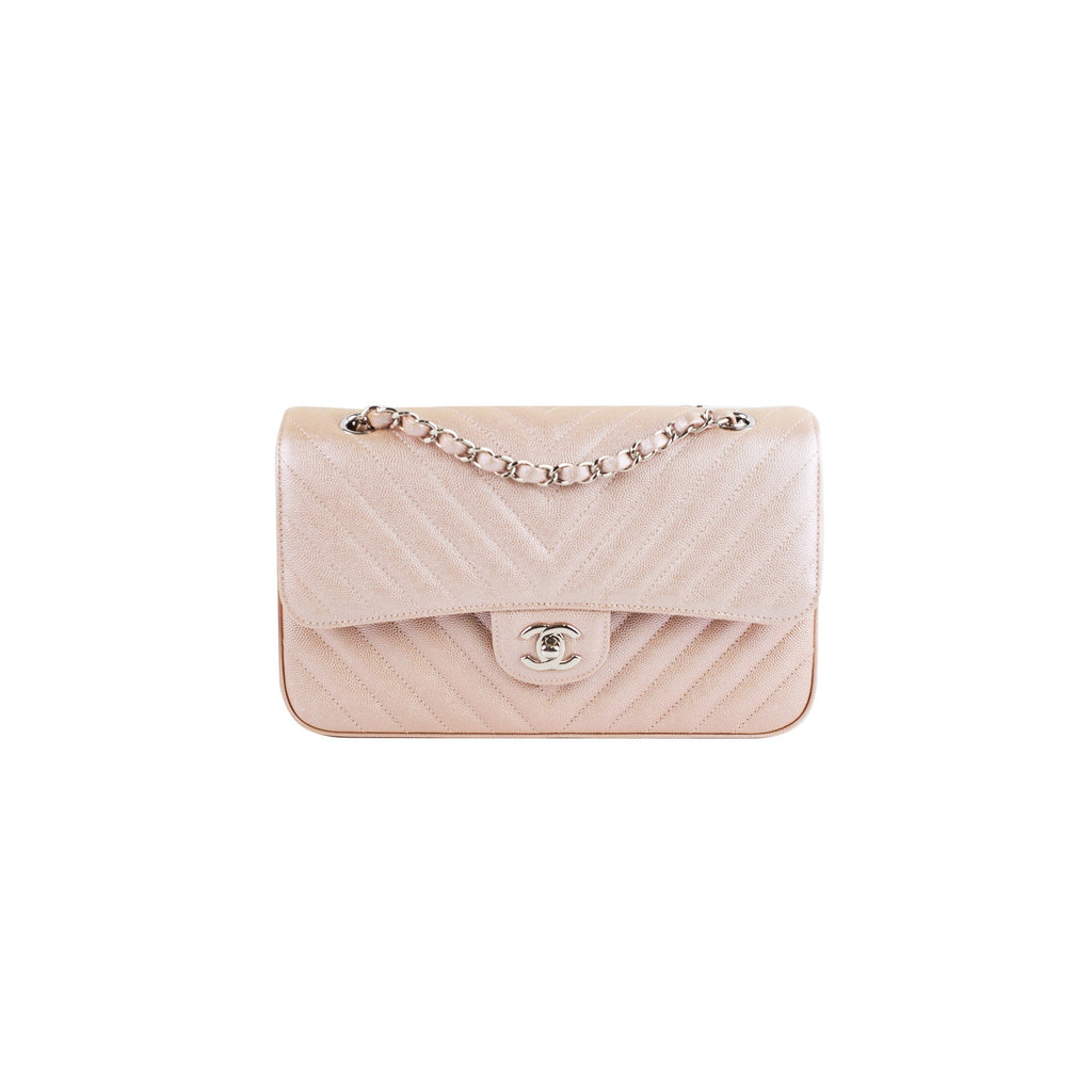 Chanel Medium Classic Double Flap Iridesent Rose Gold 18B