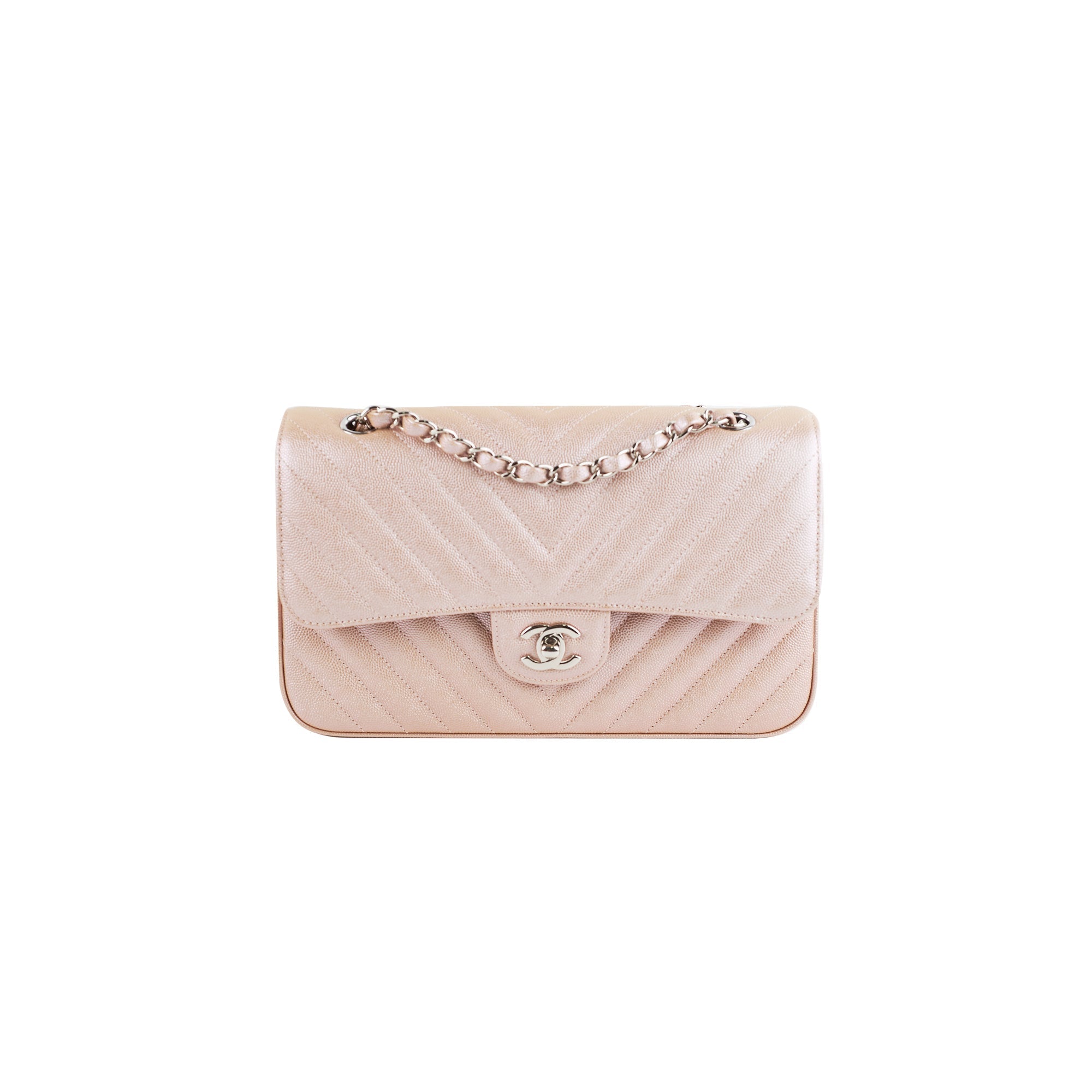 Chanel Medium Classic Double Flap Iridesent Rose Gold 18B
