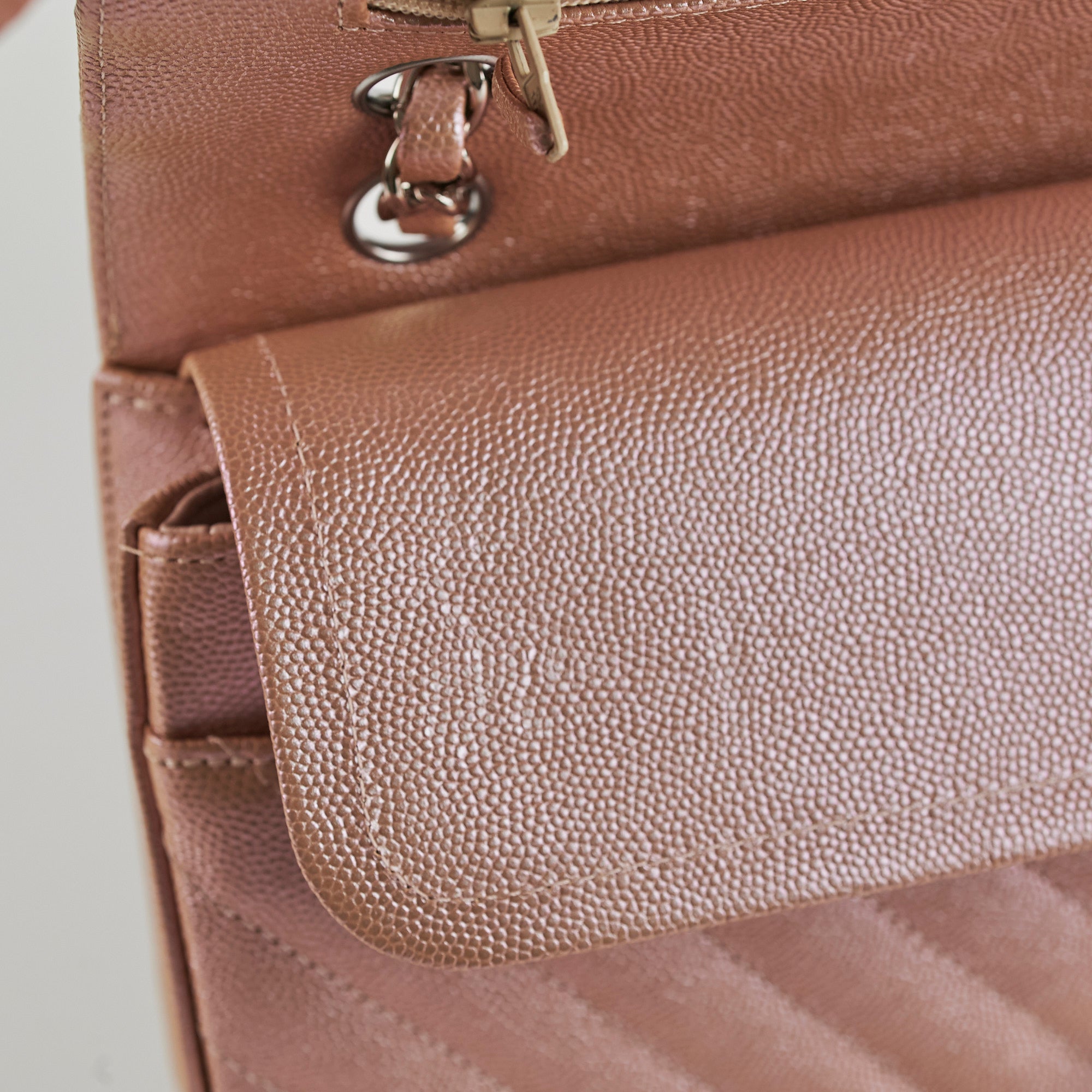 Chanel Medium Classic Double Flap Iridesent Rose Gold 18B