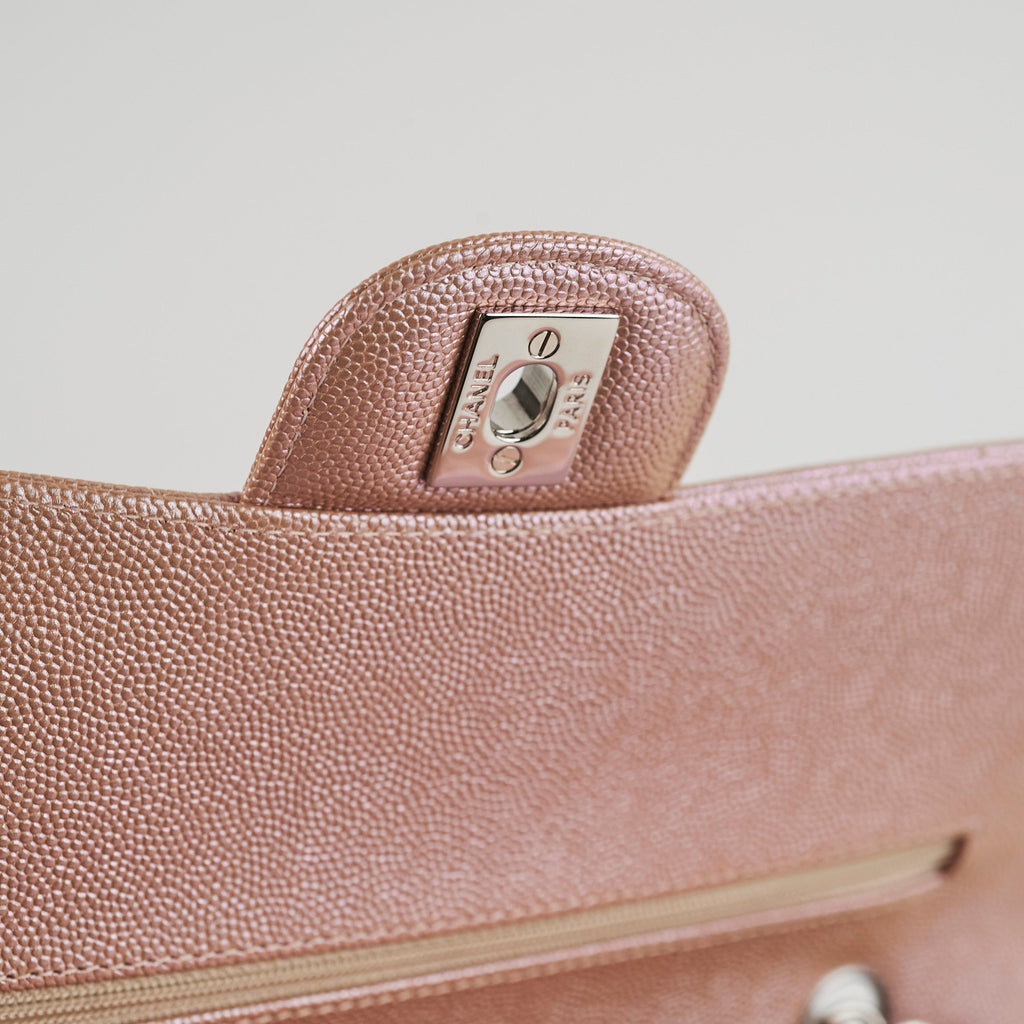Chanel Medium Classic Double Flap Iridesent Rose Gold 18B