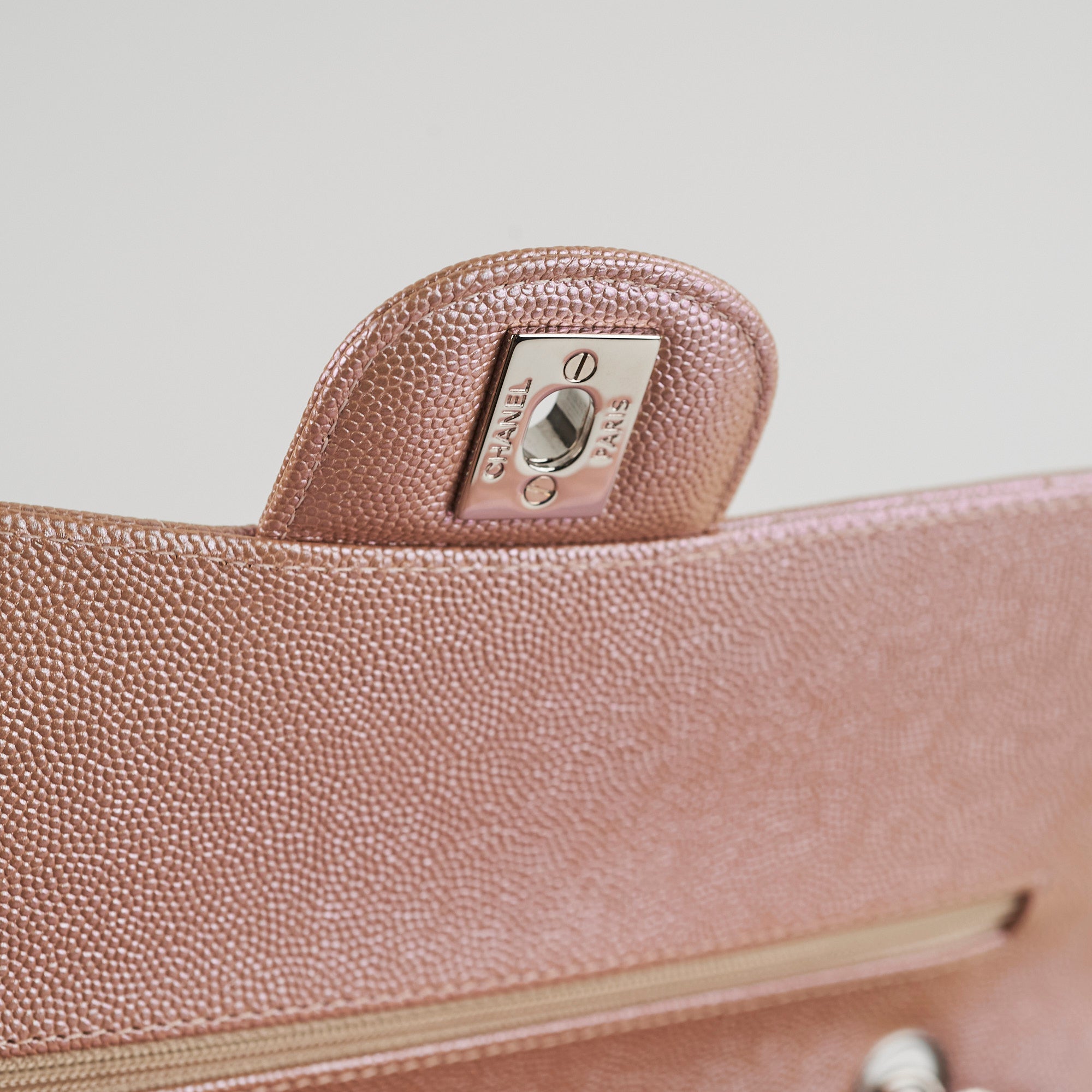 Chanel Medium Classic Double Flap Iridesent Rose Gold 18B