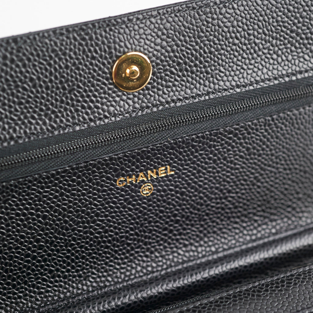 Chanel Caviar Wallet On Chain Black