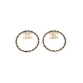 Chanel 22B Crystal Gold/Black Round Earrings