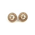 Chanel Coco Logo Rhinestone Pearl Earring Costume Jewellery