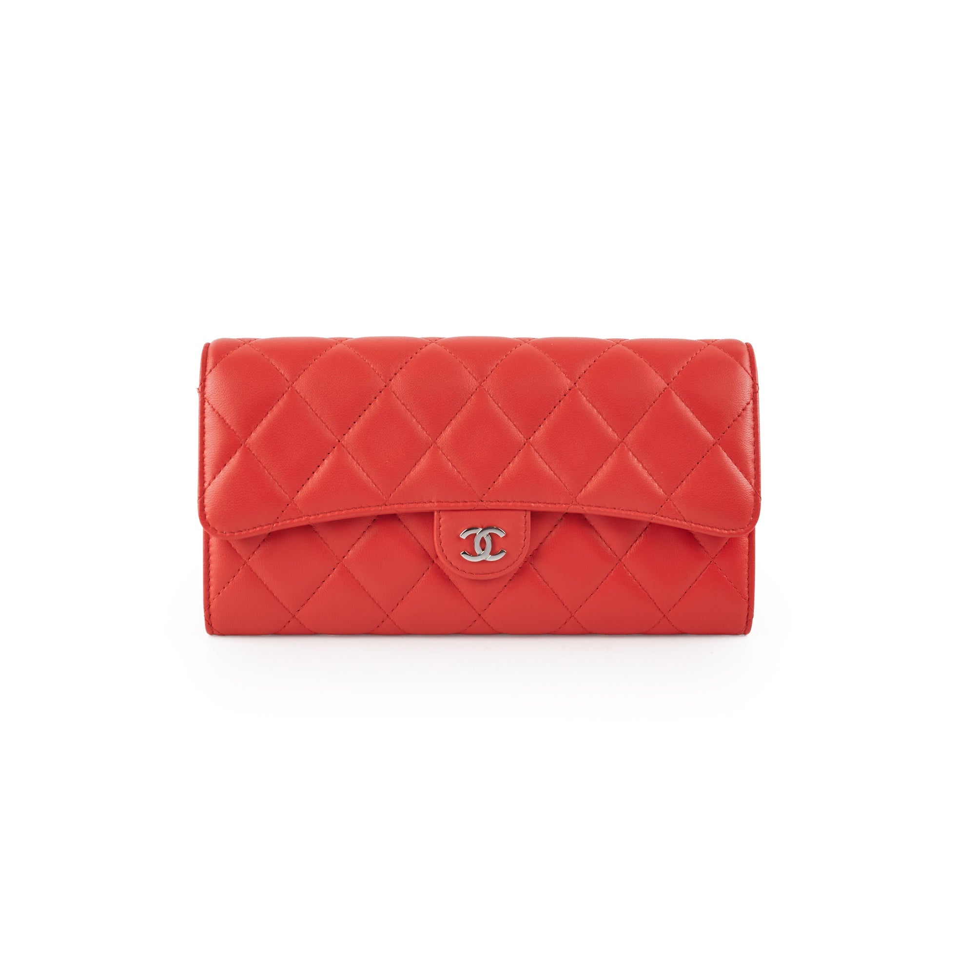 Chanel Lambskin Long Wallet Red