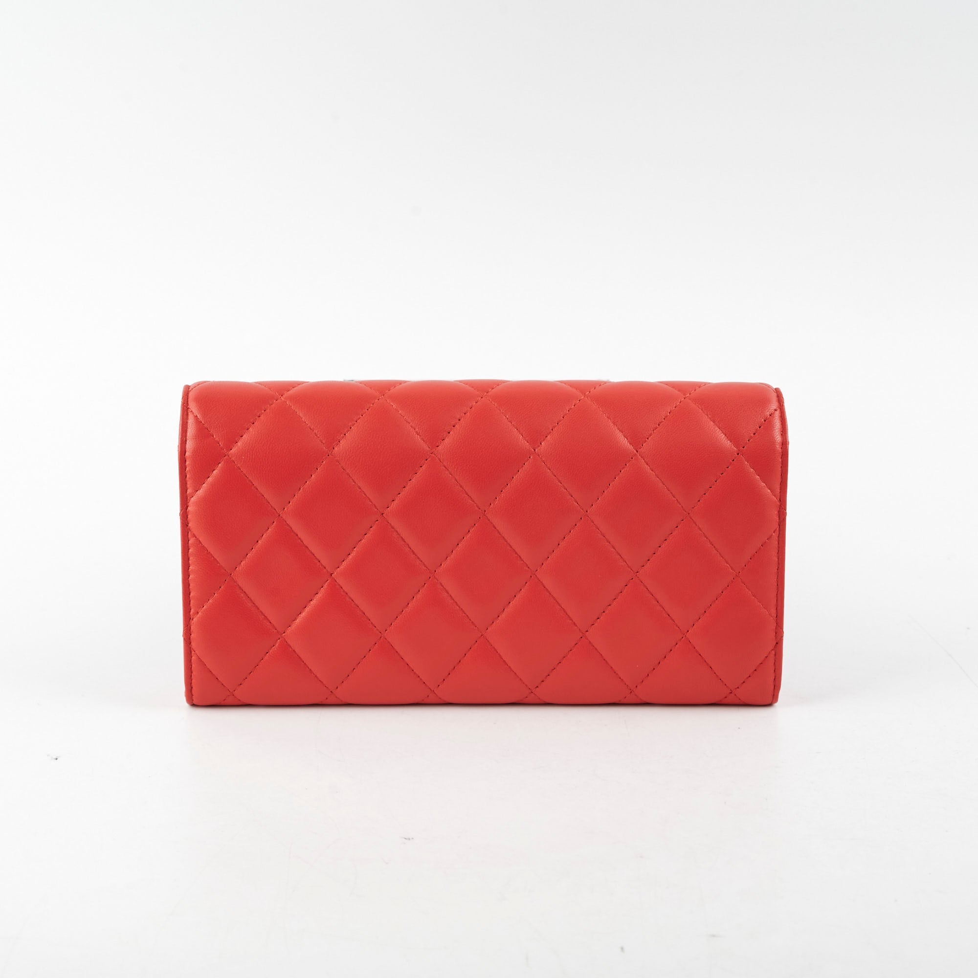 Chanel Lambskin Long Wallet Red