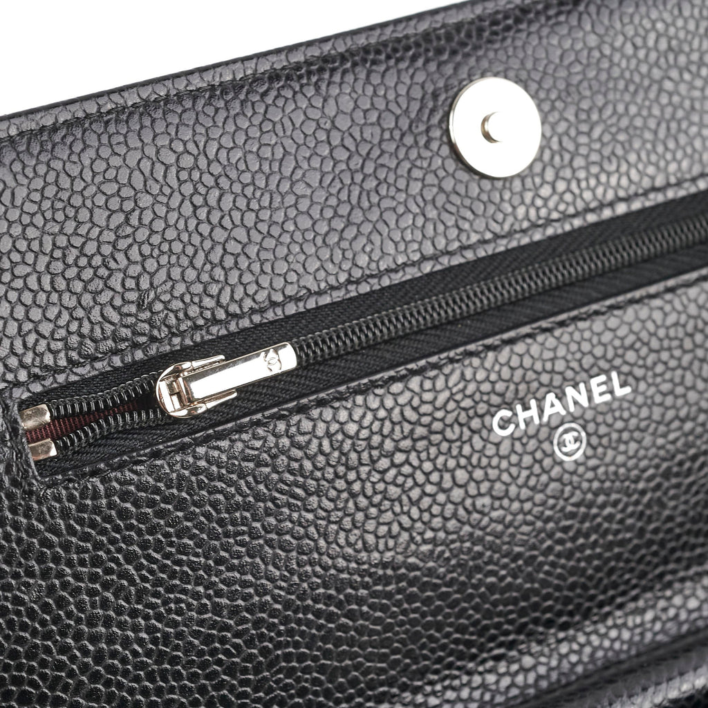 Chanel Wallet On Chain WOC Black Caviar SHW