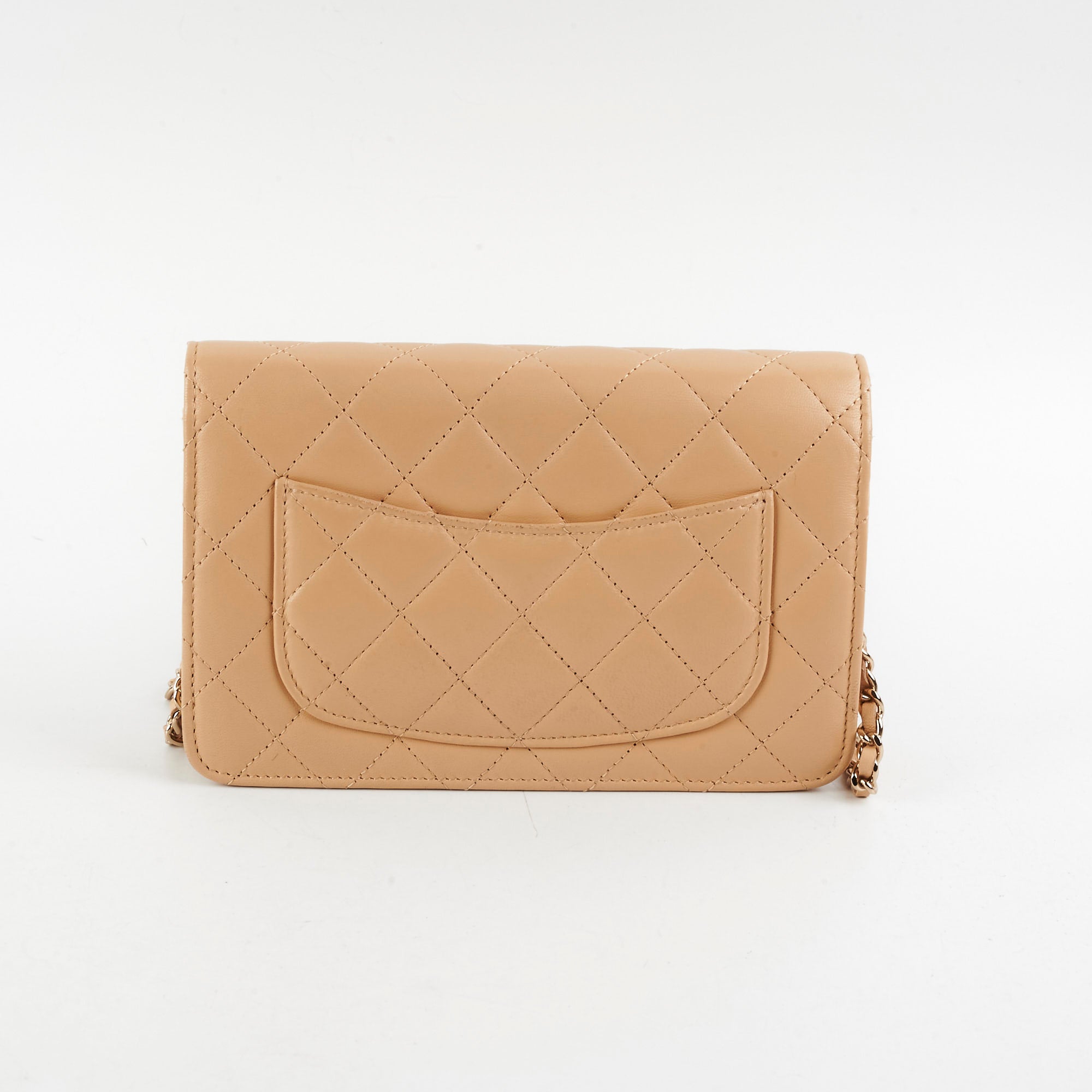 Chanel Lambskin Beige Wallet On Chain WOC