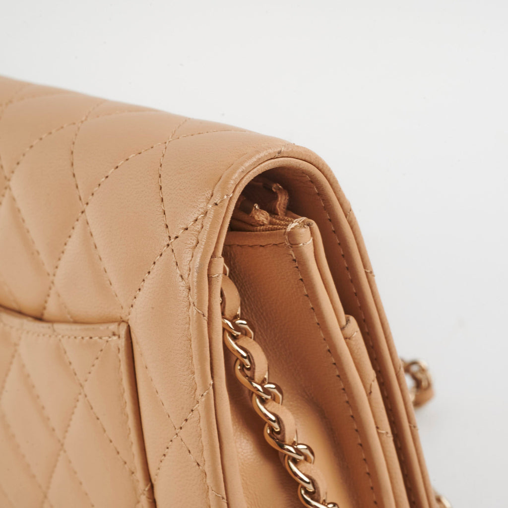 Chanel Lambskin Beige Wallet On Chain WOC