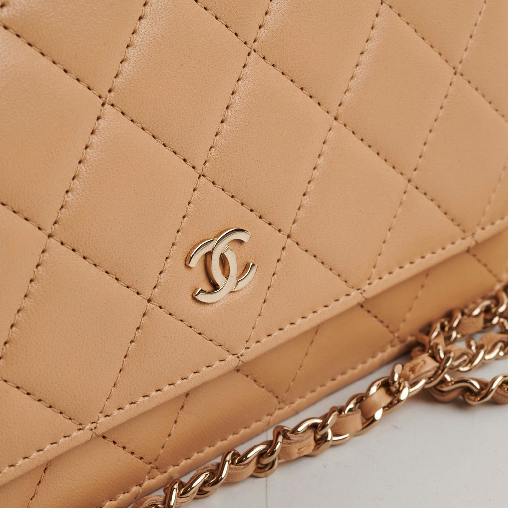 Chanel Lambskin Beige Wallet On Chain WOC