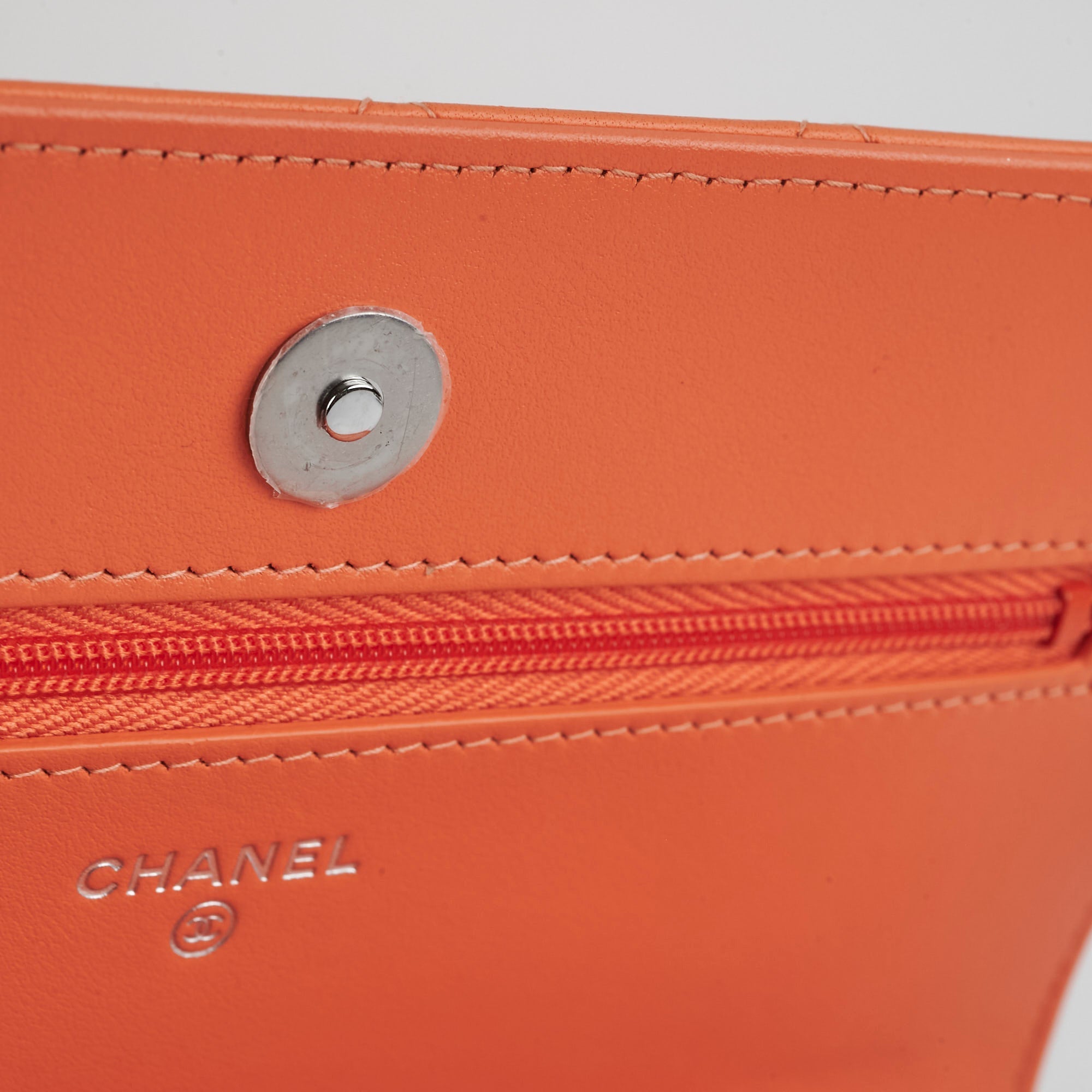 Chanel Lambskin Coral Wallet On Chain WOC