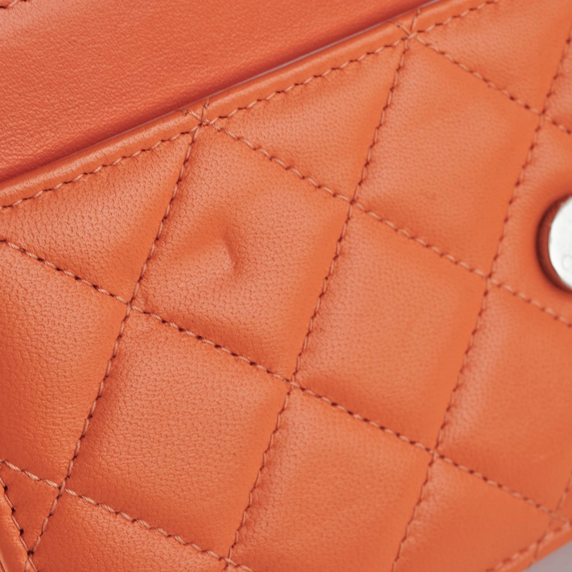Chanel Lambskin Coral Wallet On Chain WOC