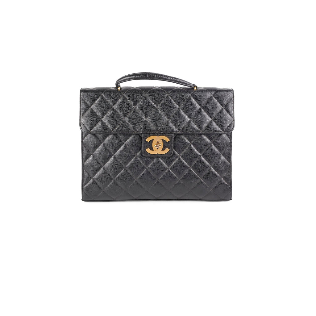 Chanel Vintage Caviar Briefcase Black