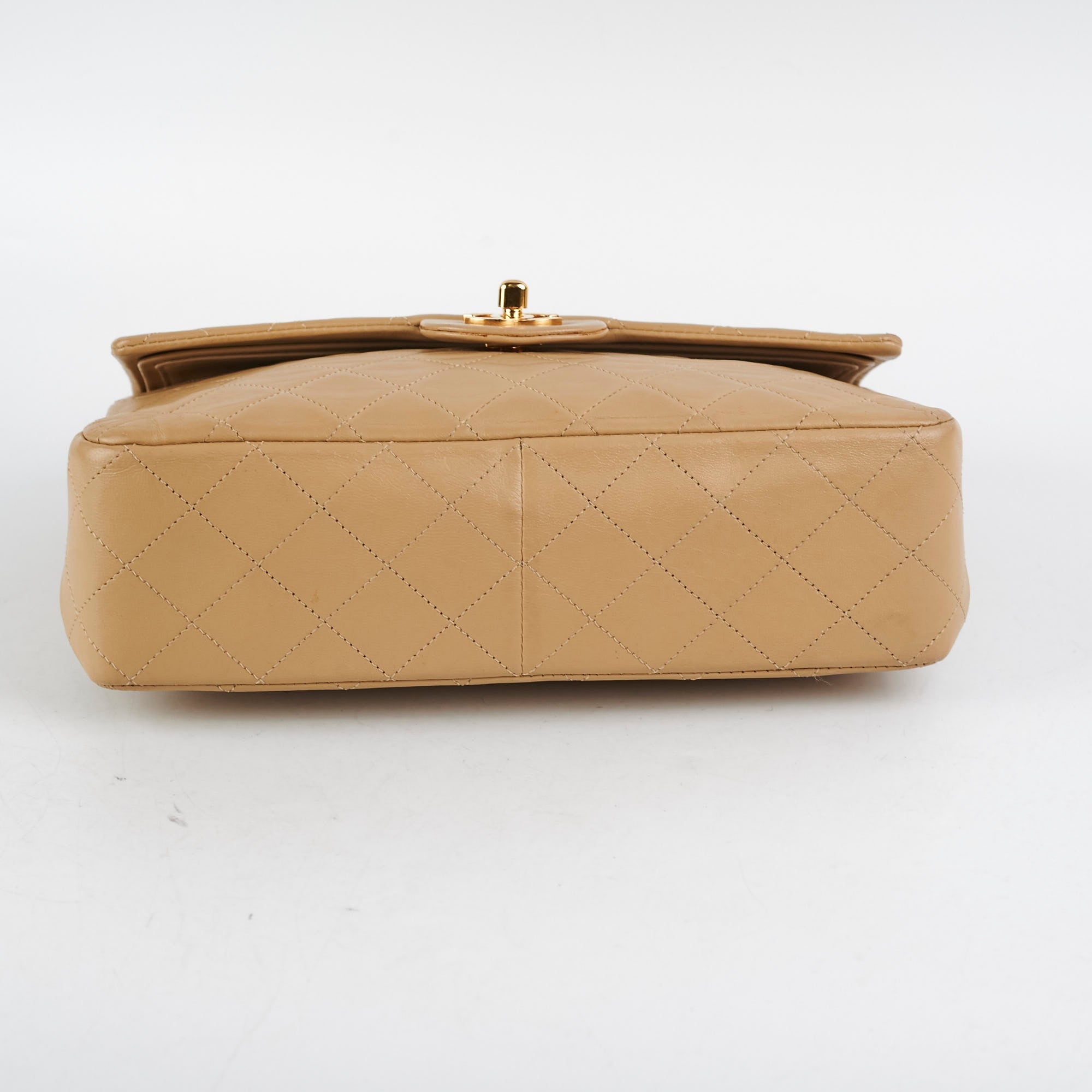 Chanel Vintage Square Double Flap Beige Lambskin - Series 1