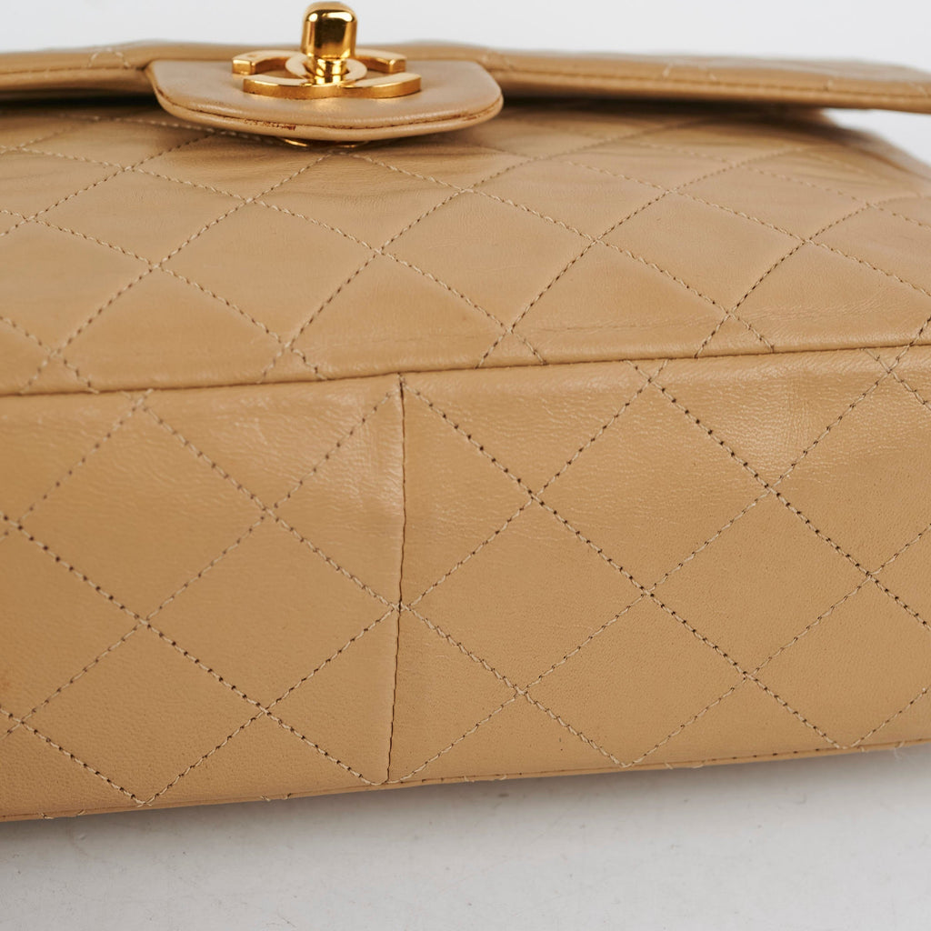 Chanel Vintage Square Double Flap Beige Lambskin - Series 1
