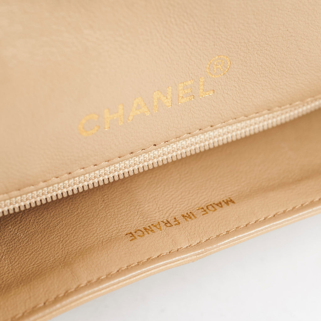 Chanel Vintage Square Double Flap Beige Lambskin - Series 1
