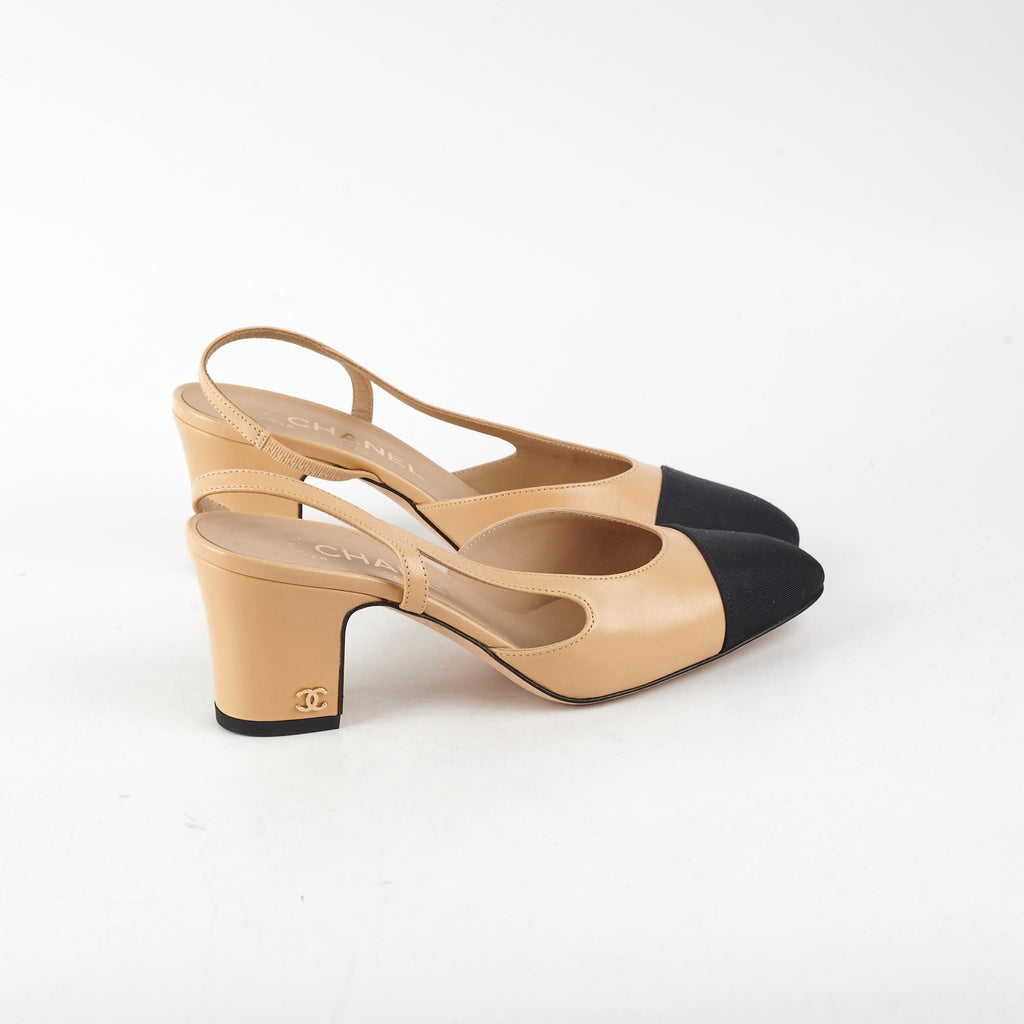 Chanel Beige Slingback Heels Size 36