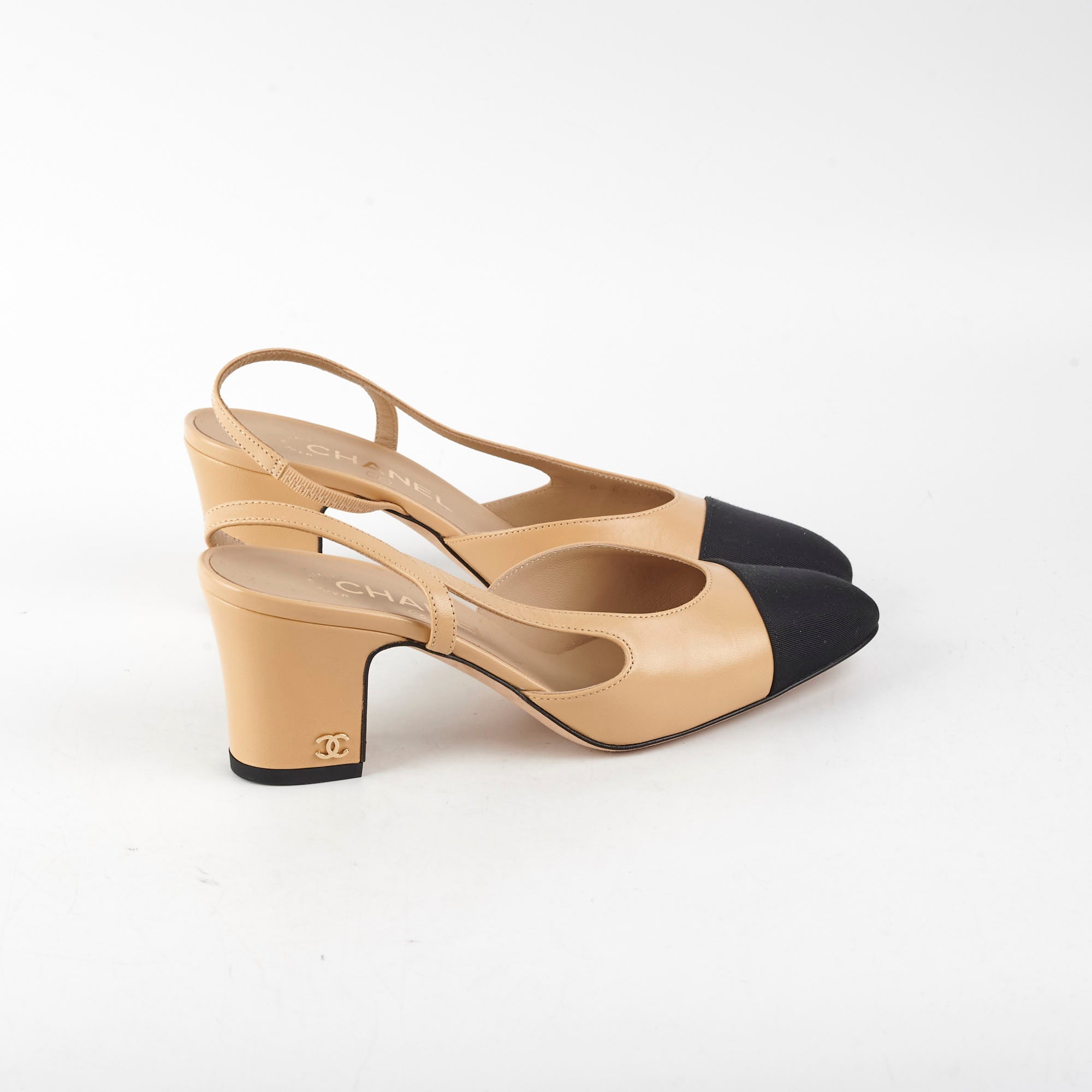 Chanel Beige Slingback Heels Size 36
