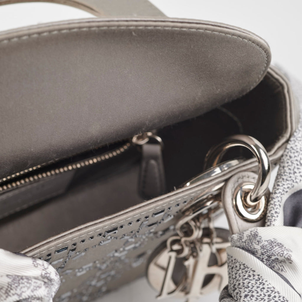 Christian Dior Mini Lady Dior Satin Grey