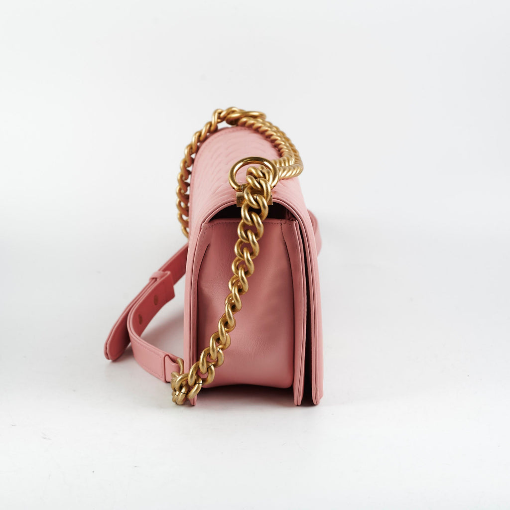 Chanel Old Medium Boy Pink Lambskin