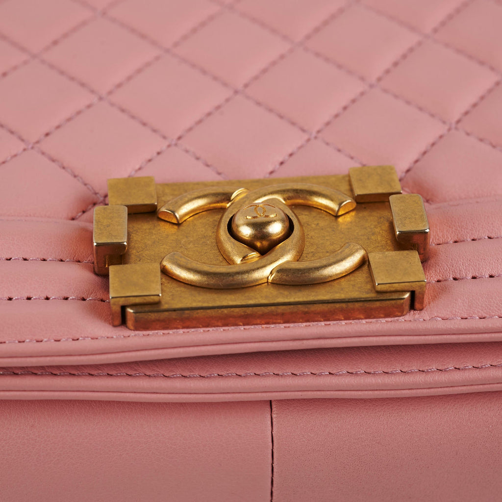 Chanel Old Medium Boy Pink Lambskin