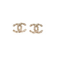 Chanel Coco Logo Bronze Rhinestone Earrings
