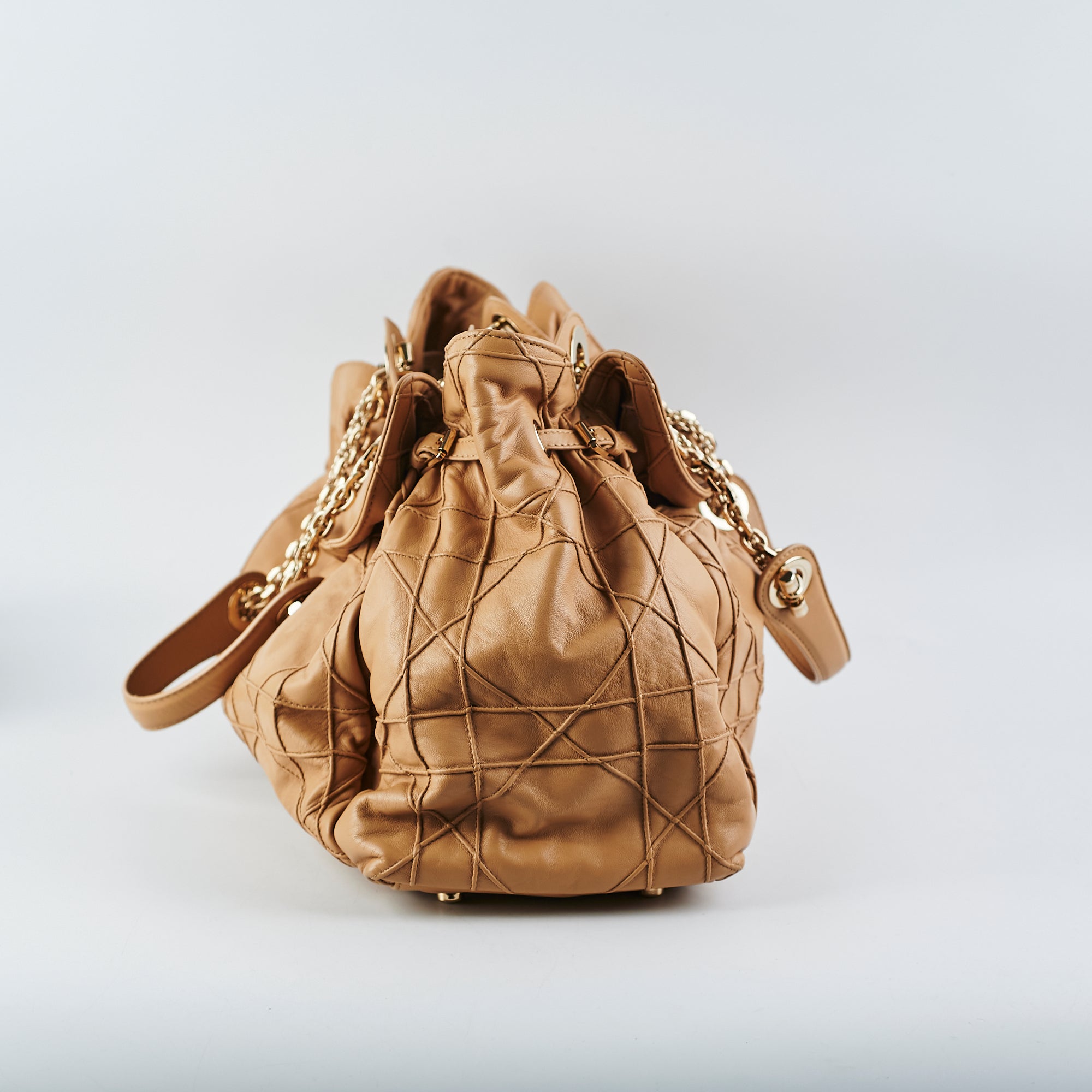 Dior Cannage Le Trente Leather Shoulder Bag Beige
