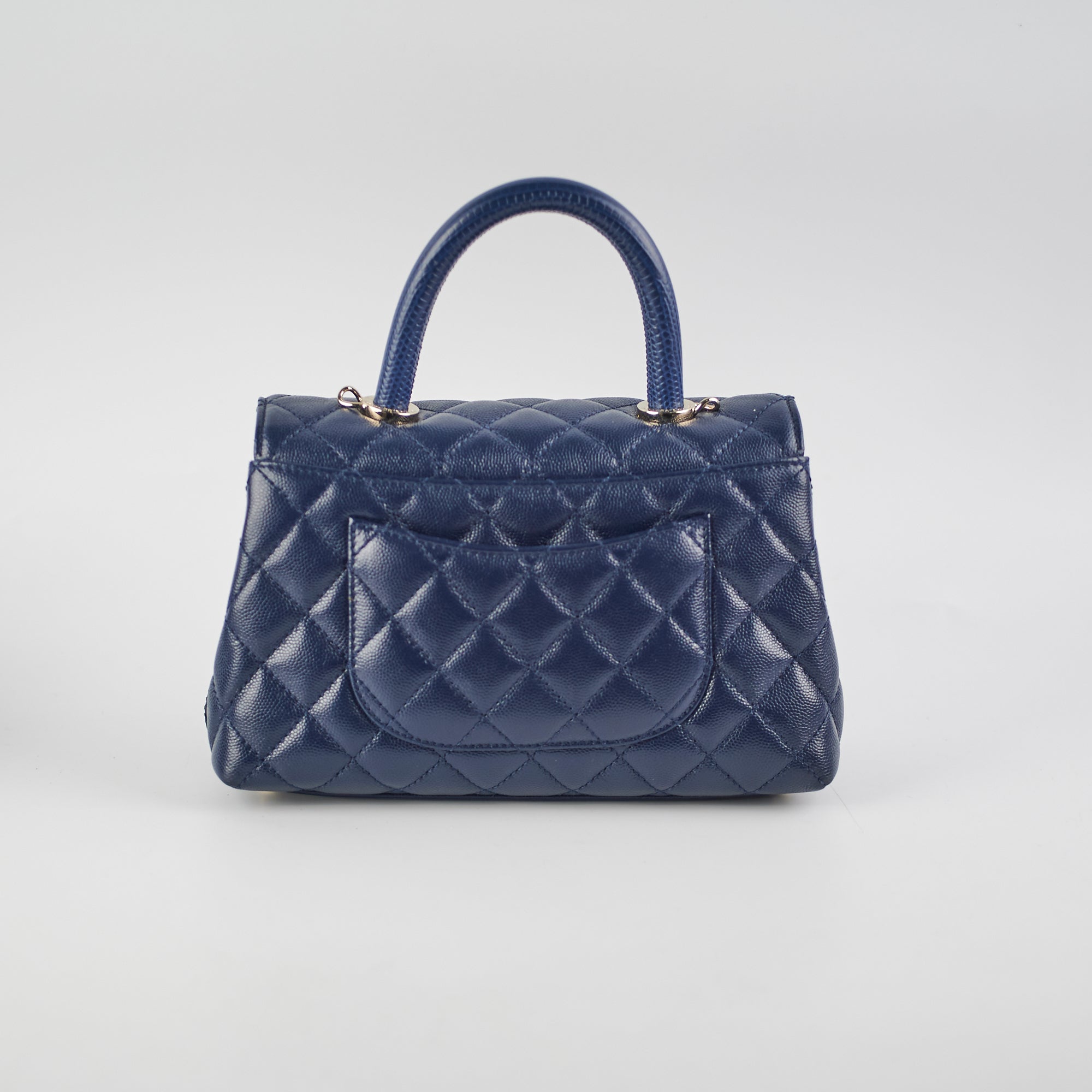 Chanel Small Coco Handle Caviar Navy Microchipped