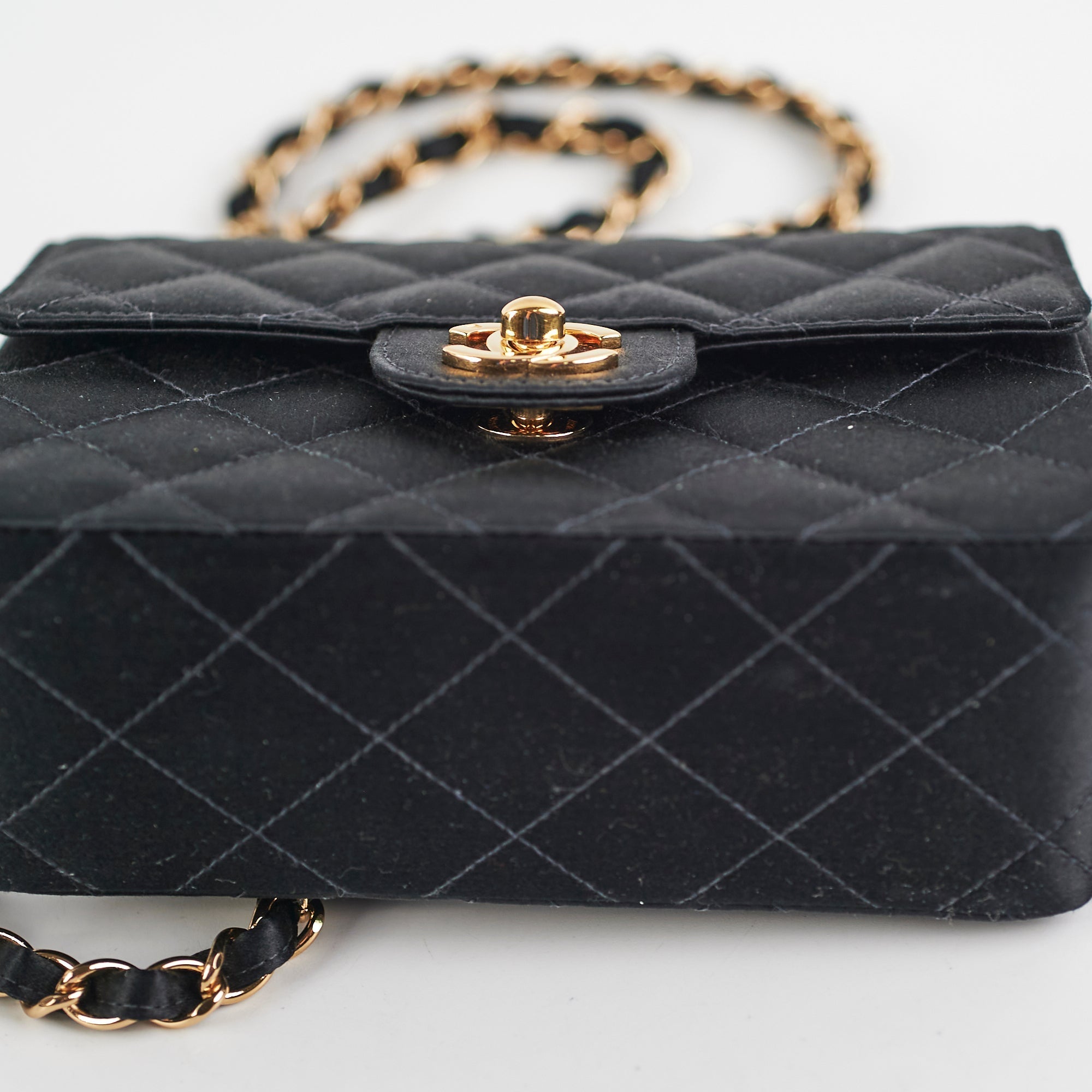 Chanel Mini Square Flap Satin Black- Series 7
