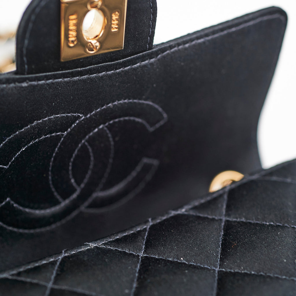 Chanel Mini Square Flap Satin Black- Series 7