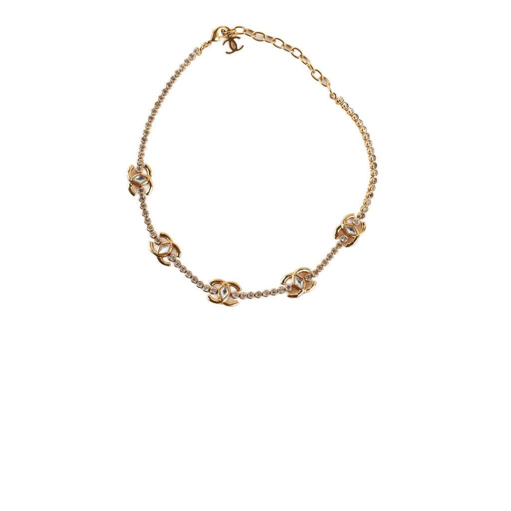 Chanel Gold Gem Logo Chocker Costume Jewellery